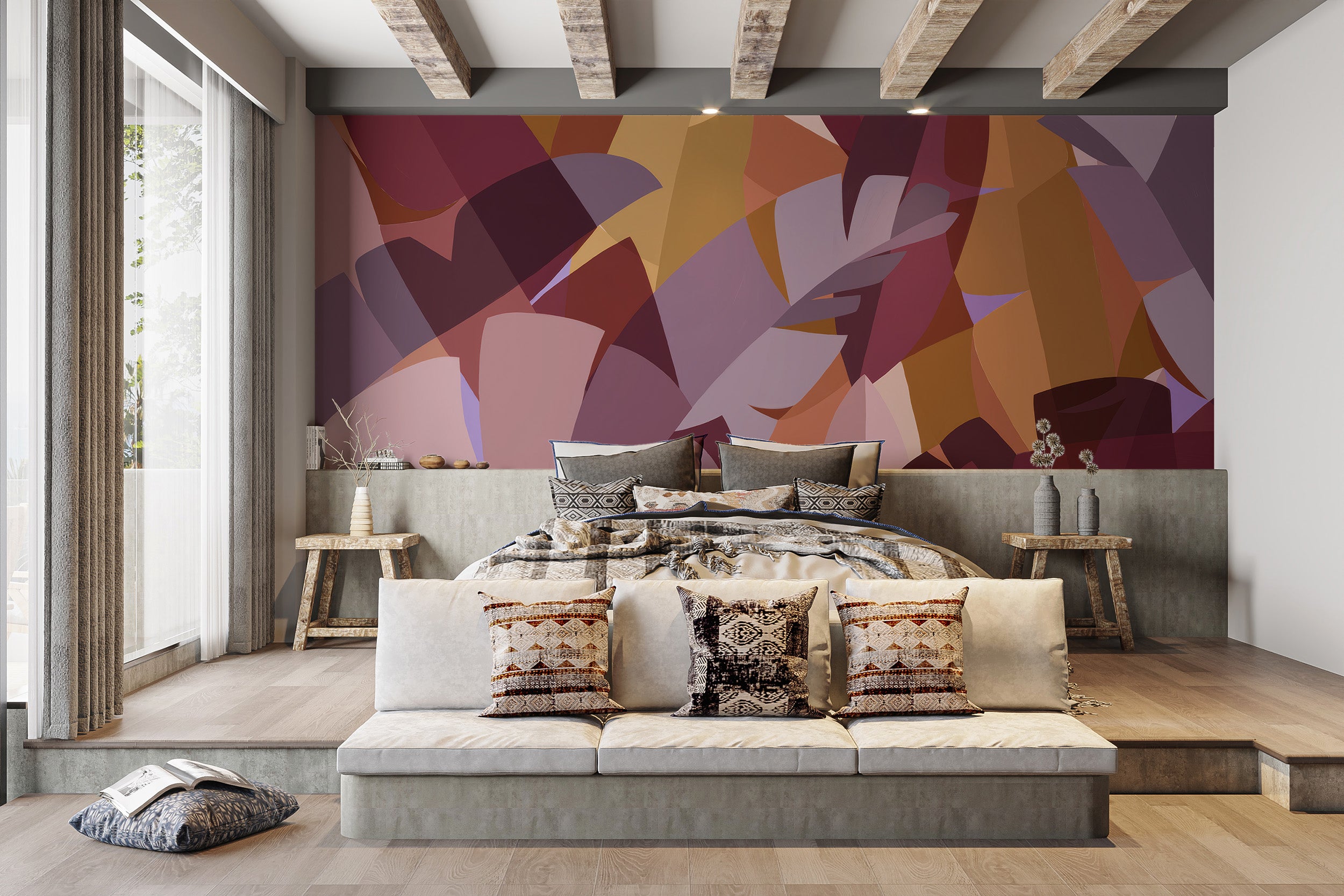 Peel and stick colorful leaves mural for vibrant decor