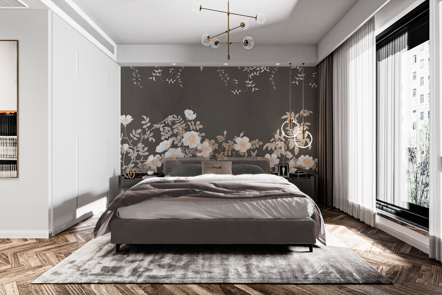 Elegant botanical blooms wallpaper mural for fresh interiors