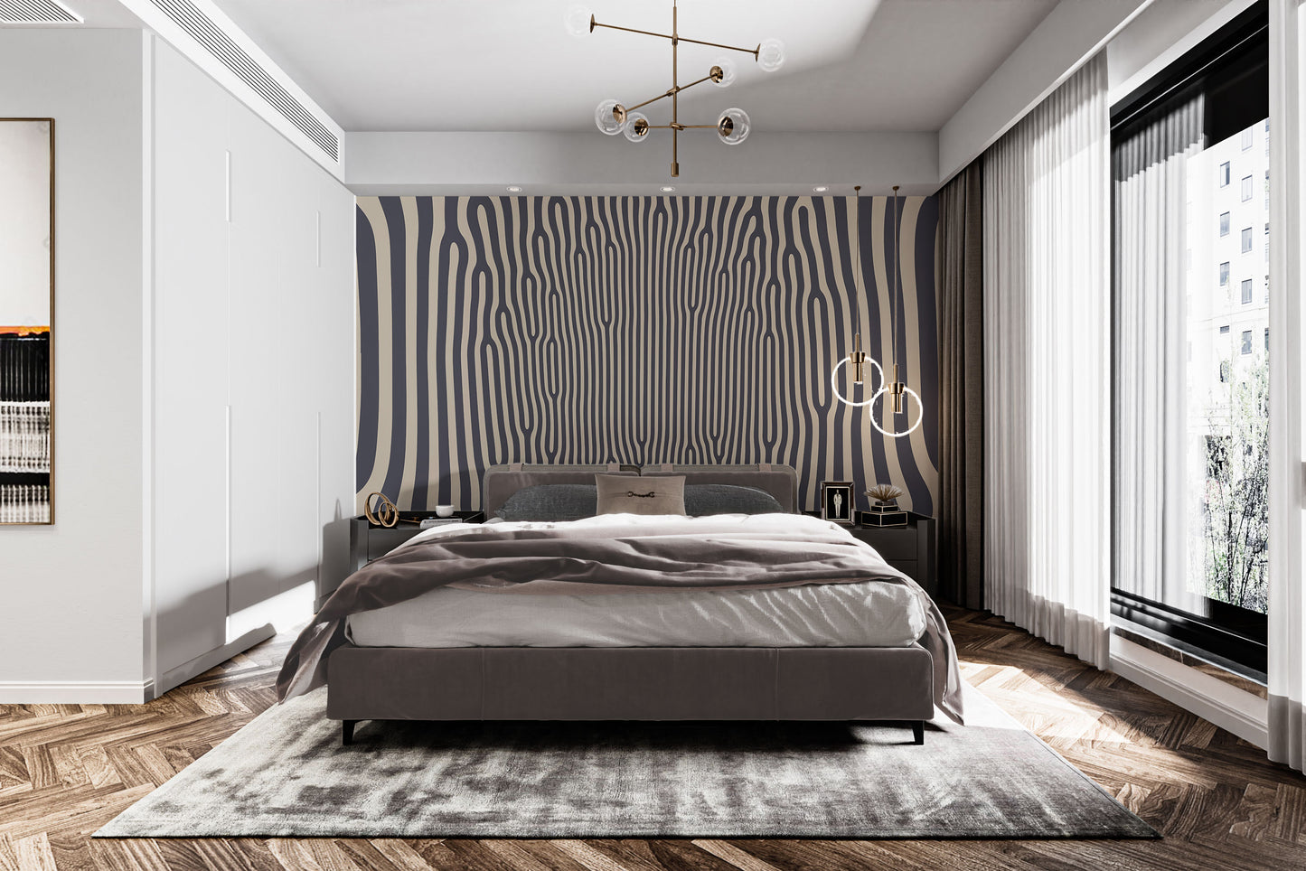 Striking hypnotic pattern mural for adding energy to walls