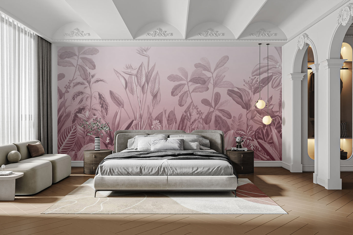 Pink Botanical Wall Mural