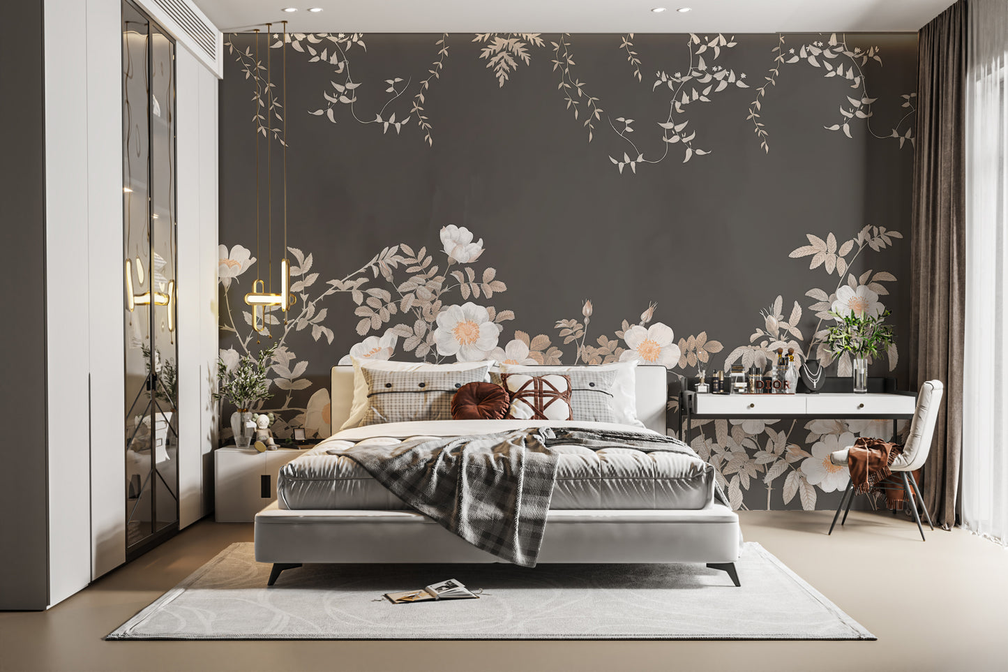 Floral botanical blooms mural for vibrant and elegant spaces