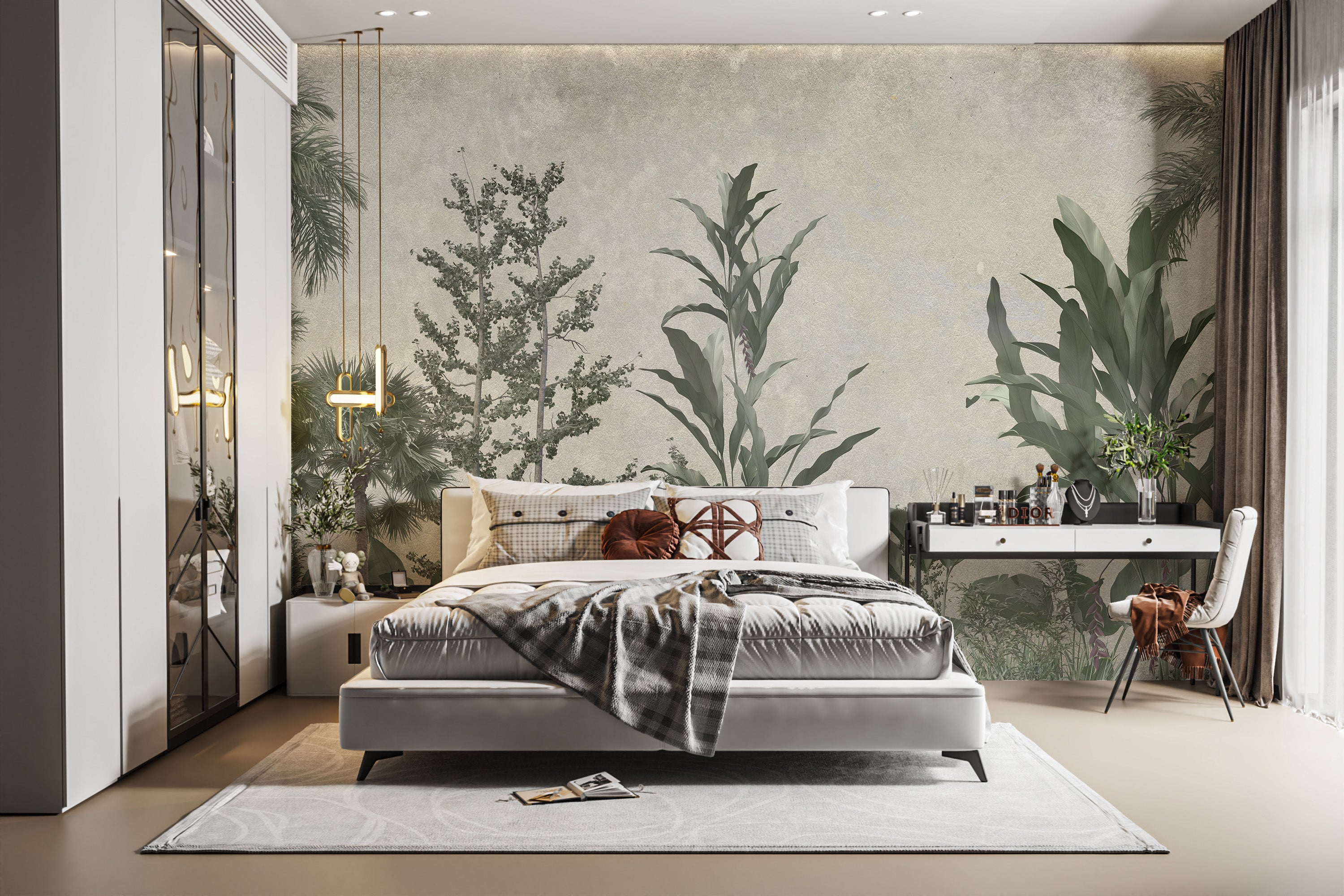 Nature-inspired lush greenery mural wallpaper for walls