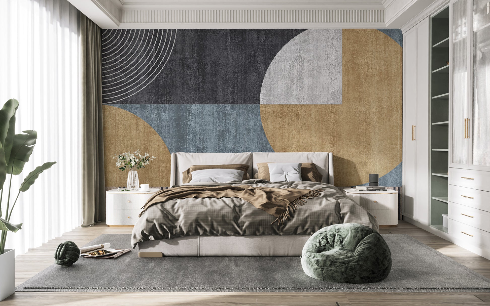 Urban chic geometric wallpaper mural for modern interiors