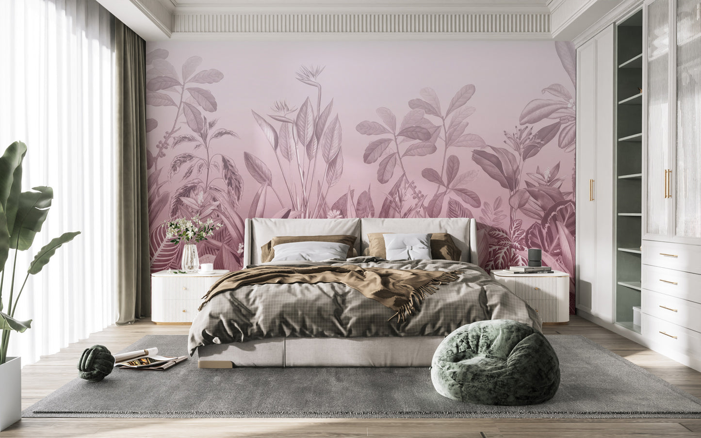 Pink Botanical Wall Mural