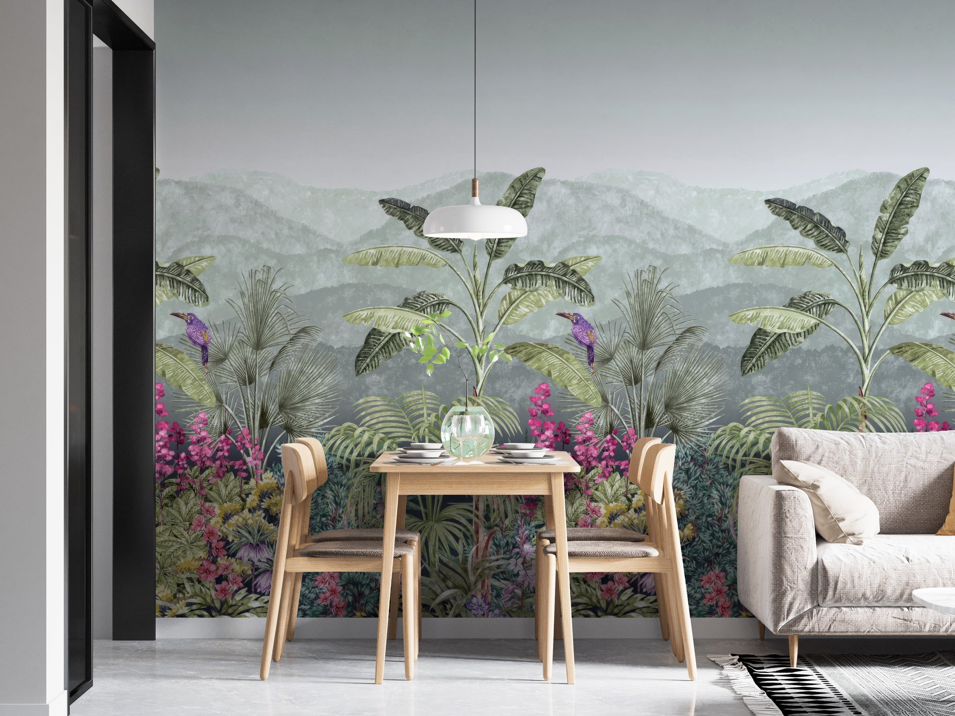 Botanical Garden Birds Wallpaper Mural for a natural feel