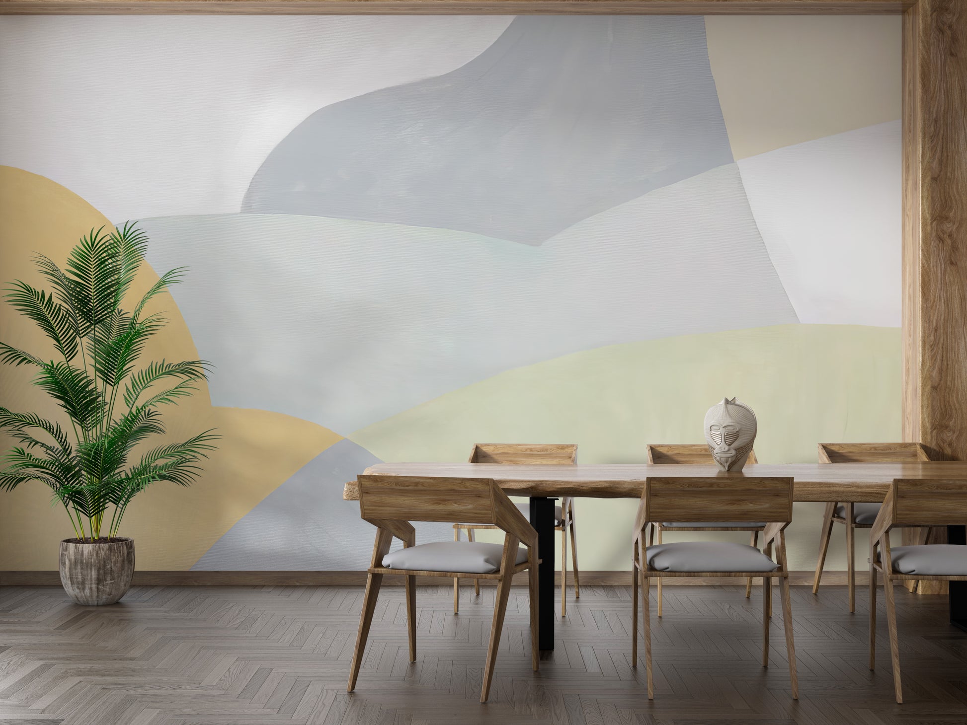 Calm and contemporary shapes wallpaper mural
