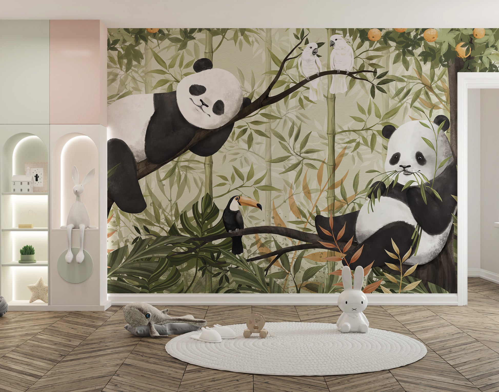 Peaceful Panda Paradise Wallpaper Mural with cute pandas