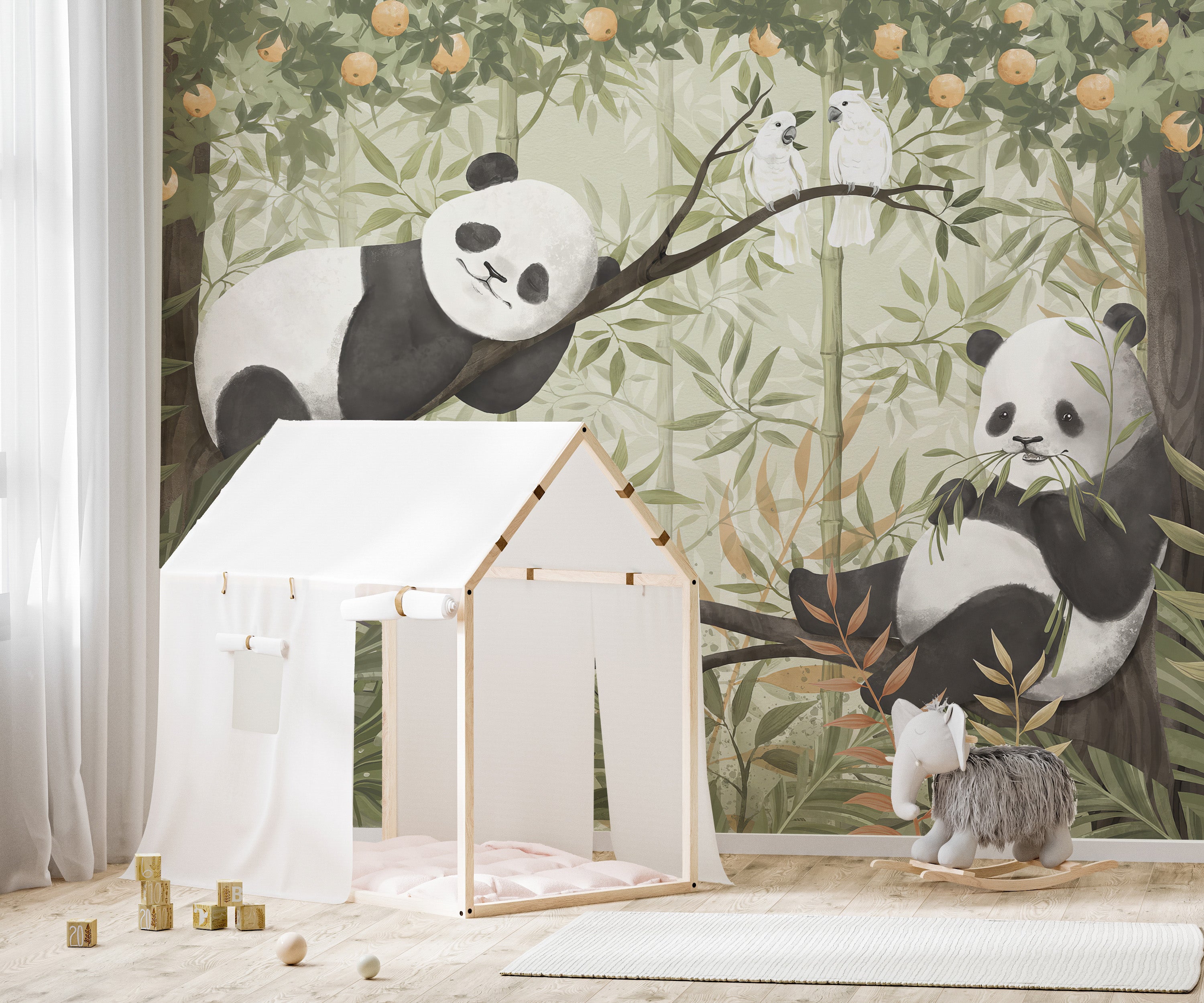 Peaceful Panda Paradise Wallpaper Mural with gentle panda imagery