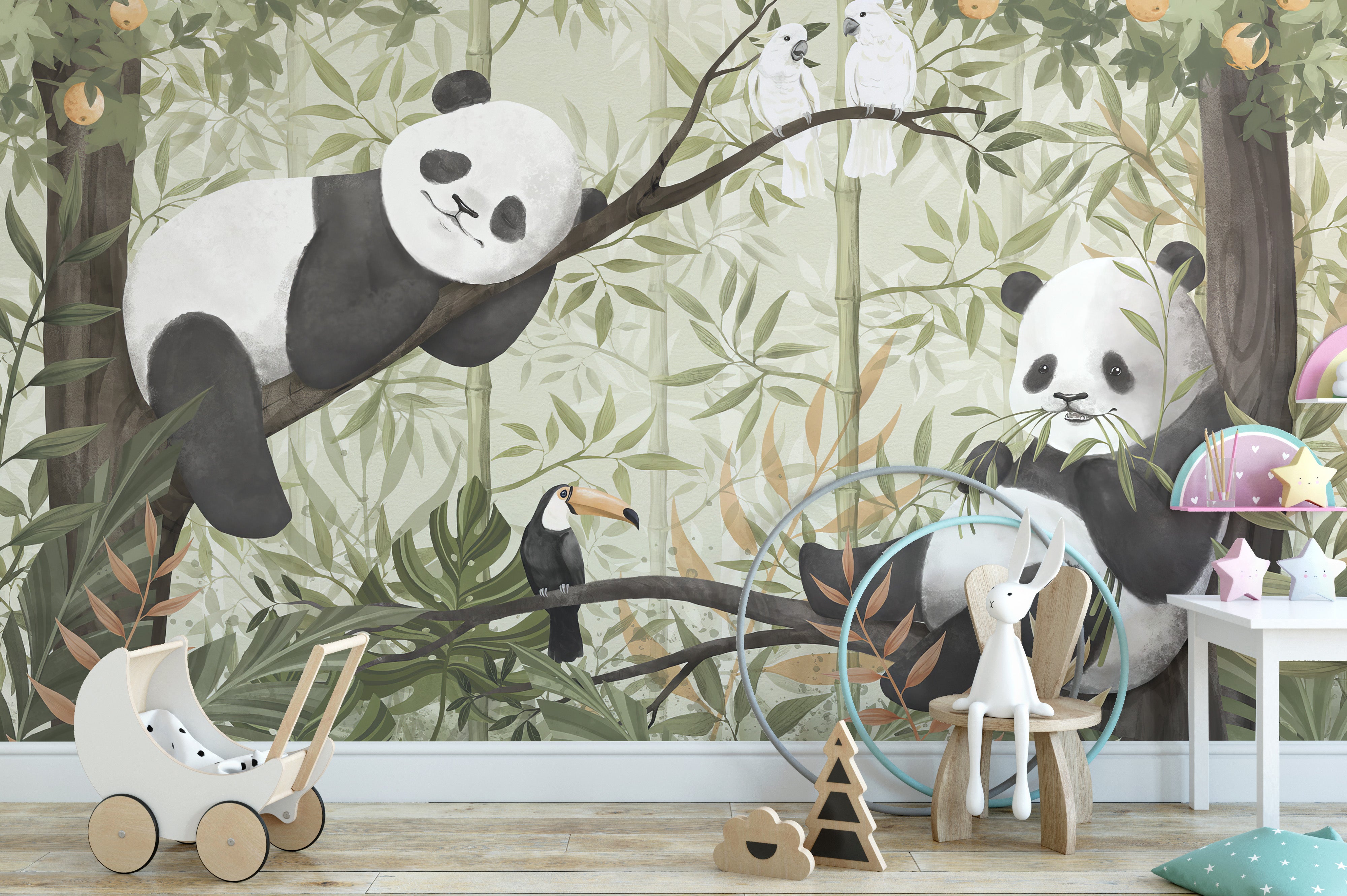 Peaceful Panda Paradise Wallpaper Mural for a soft, natural look