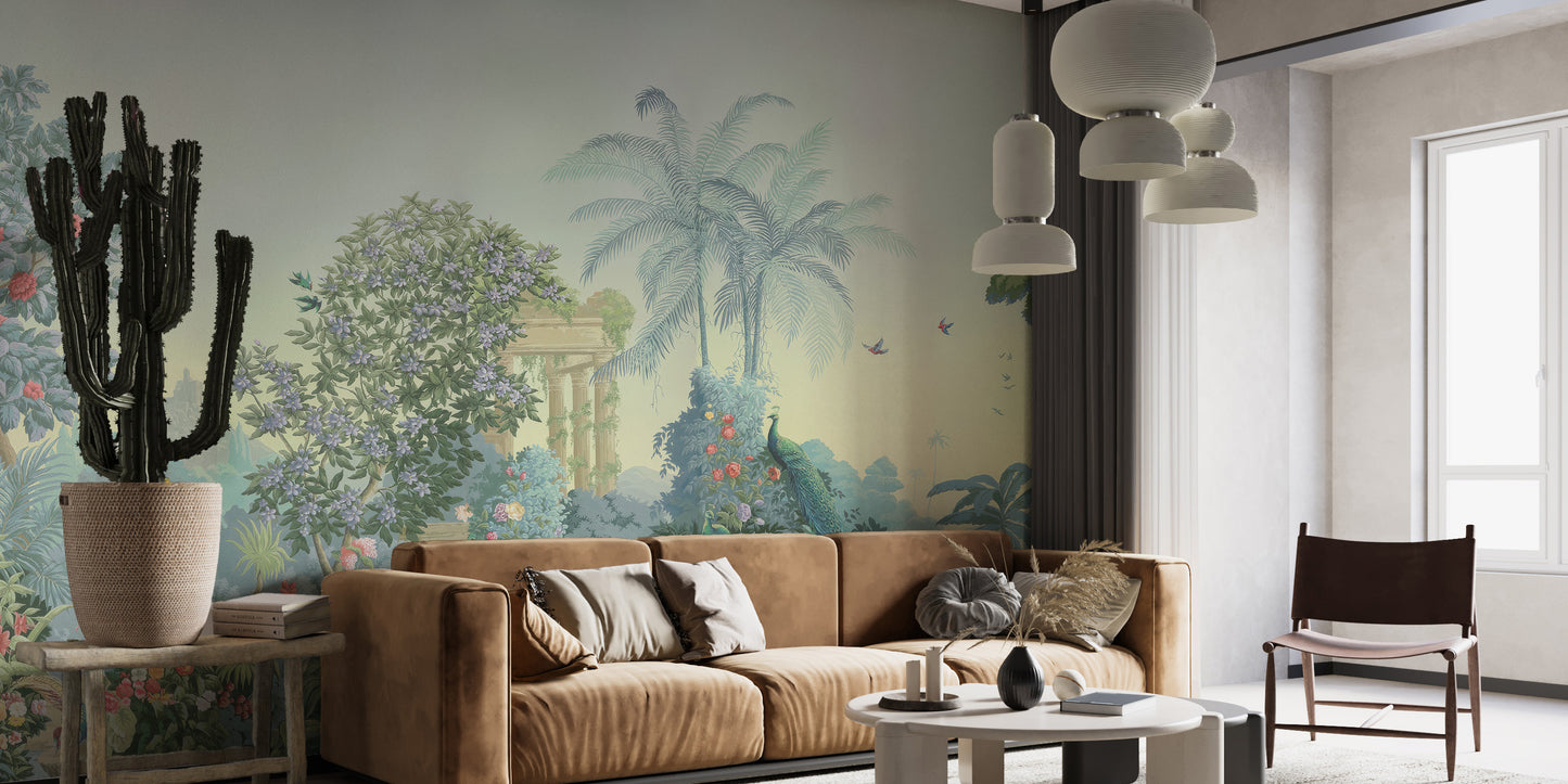 Exotic Botanical Wall Mural with bold botanical patterns