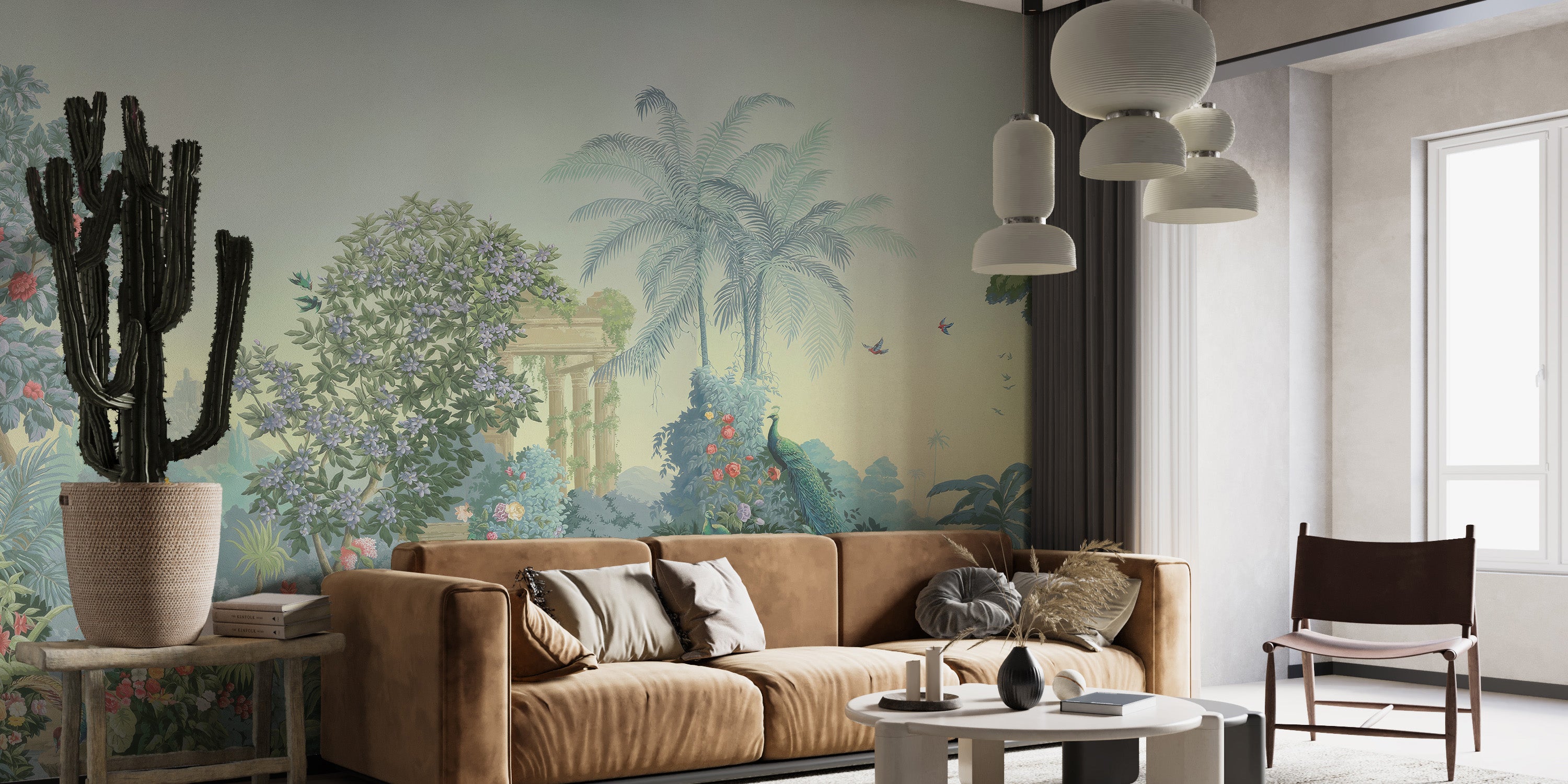 Exotic Botanical Wall Mural with bold botanical patterns