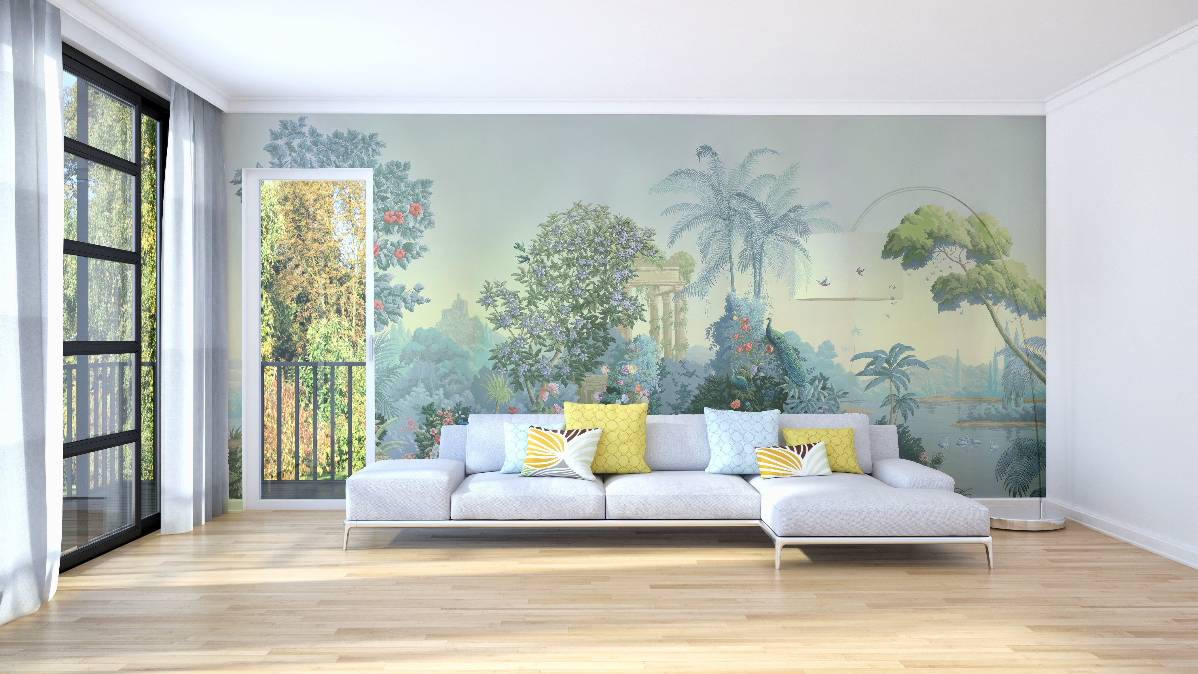 Exotic Botanical Wall Mural with tropical plant designs