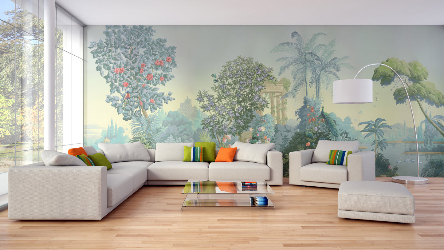 Exotic Botanical Wall Mural for a fresh, lively atmosphere