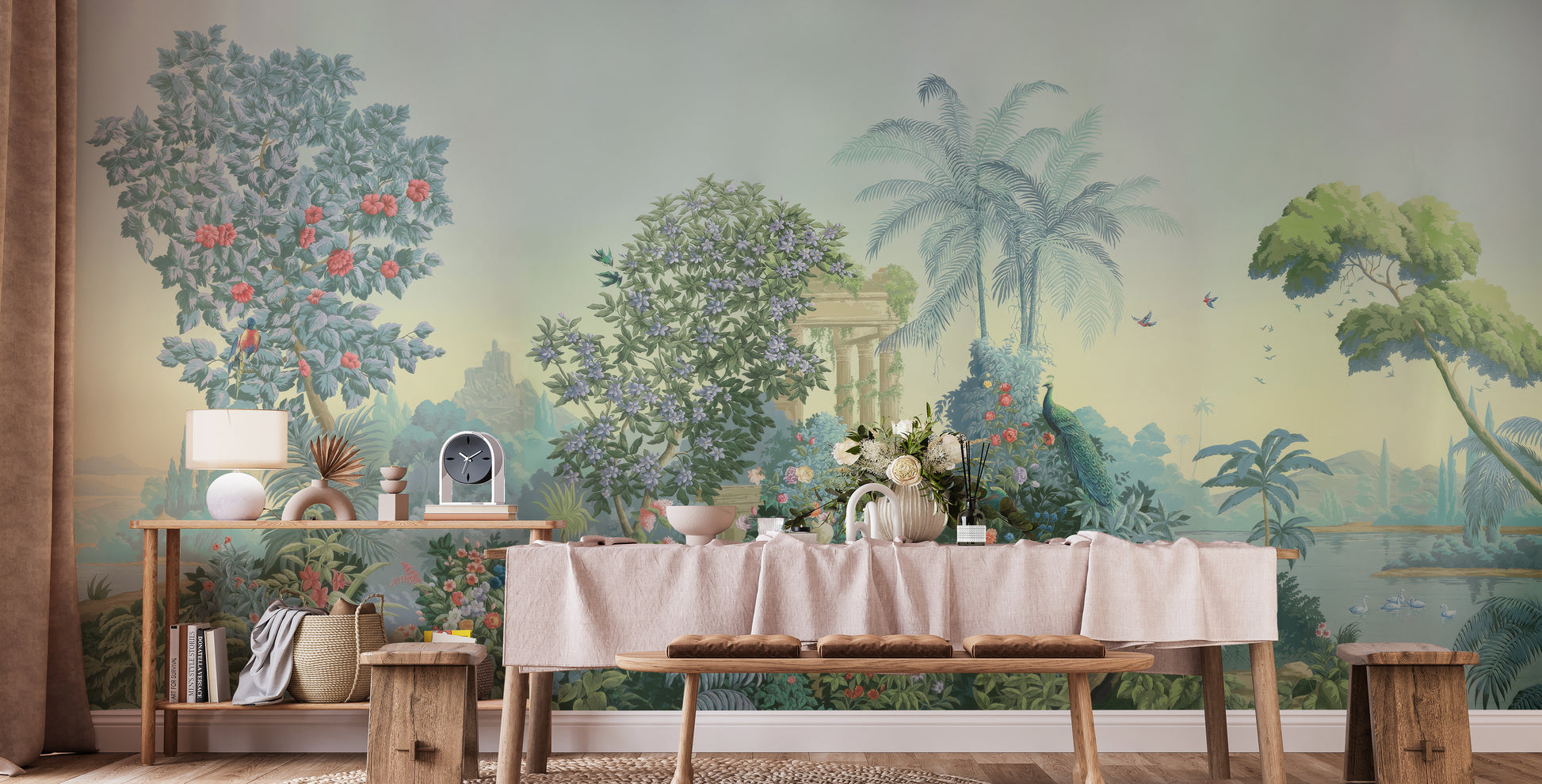 Exotic Botanical Wall Mural for a vibrant, earthy backdrop