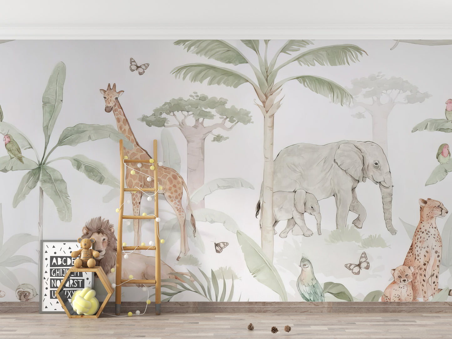 African Savannah Wall Mural with majestic animals