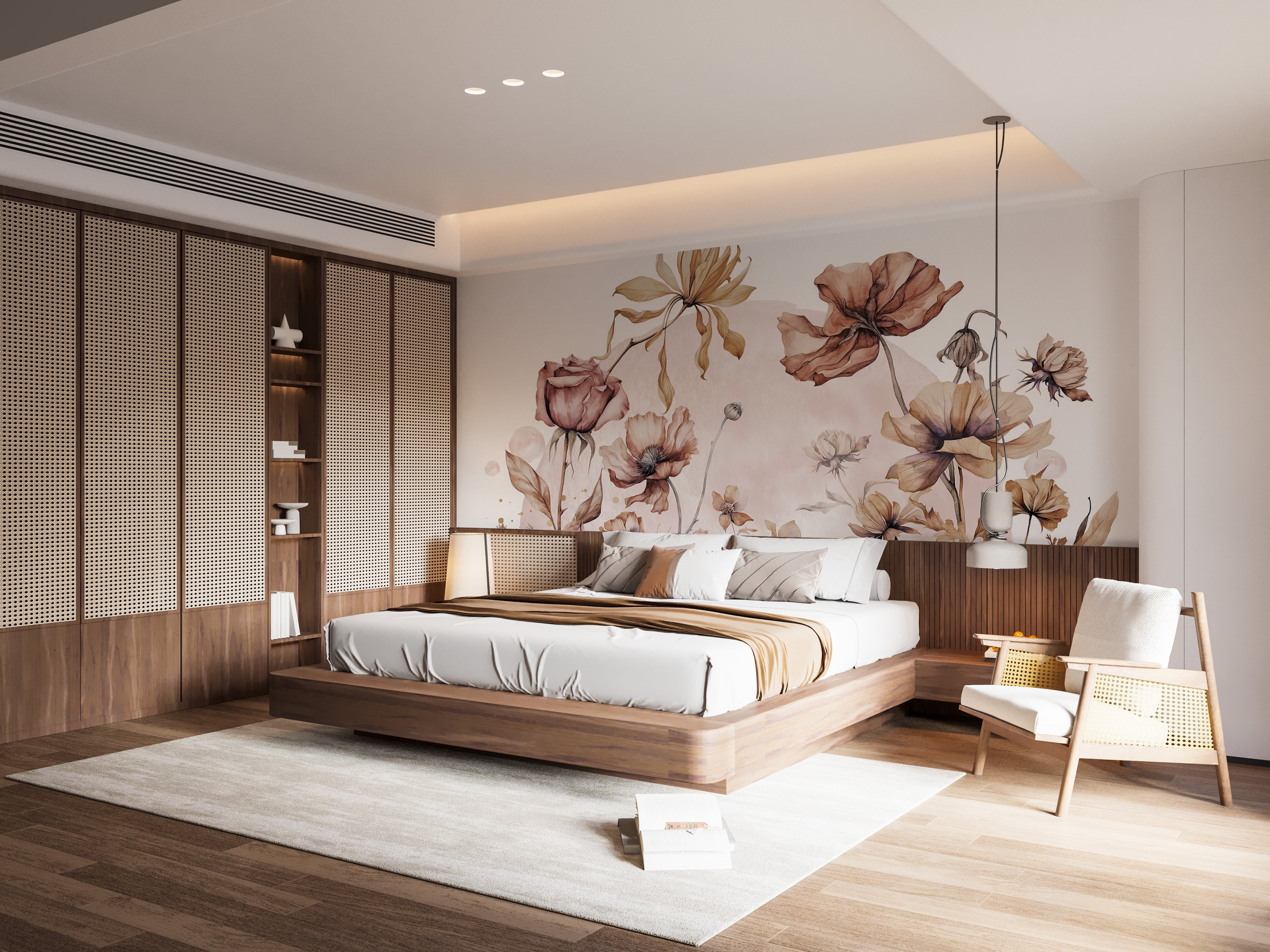 Beautiful Rustic Wildflowers Wallpaper Mural design