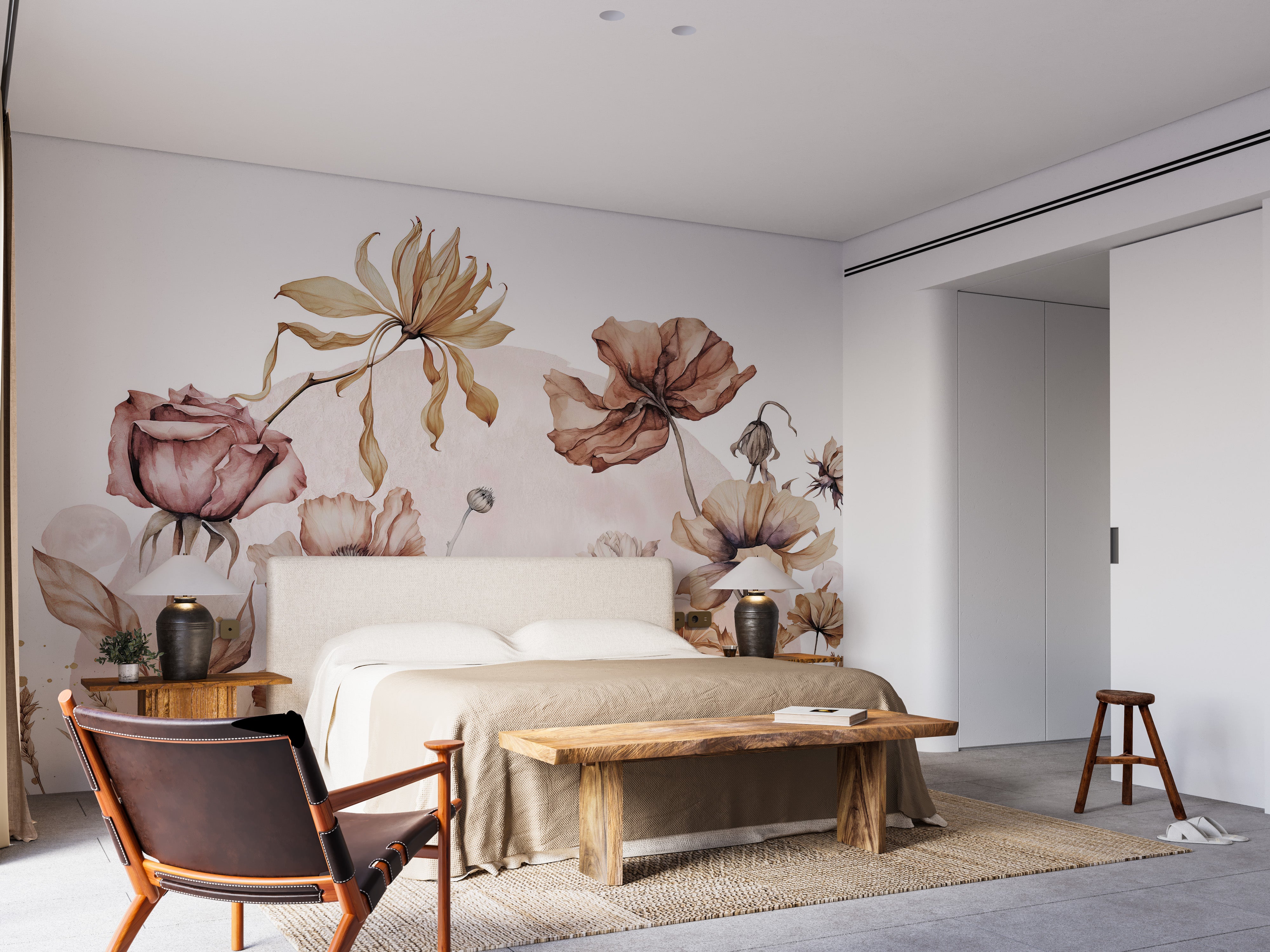 Rustic Wildflowers Wall Mural for a cozy space