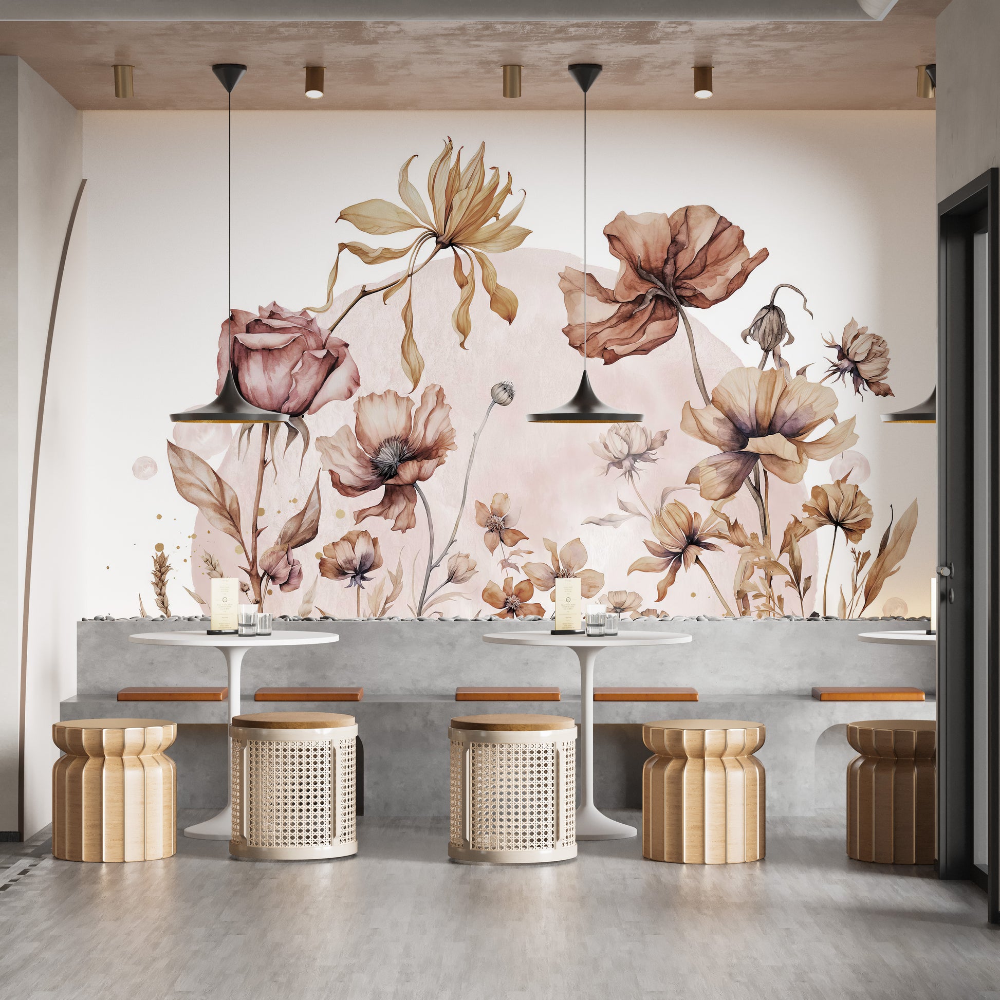 Rustic Wildflowers Wallpaper Mural adds a natural touch