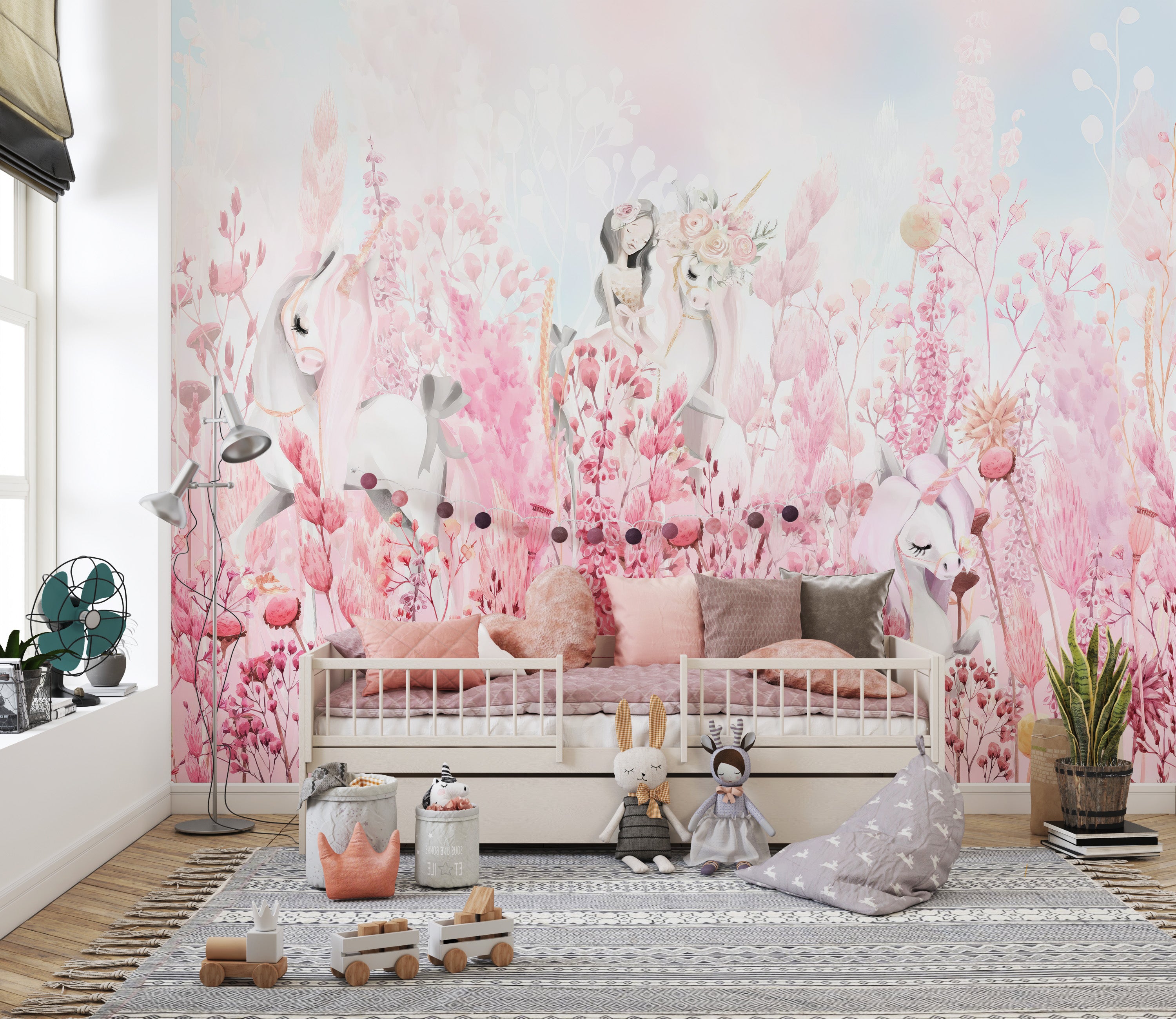 Pink Blossom Unicorn Wall Mural for a dreamy feel