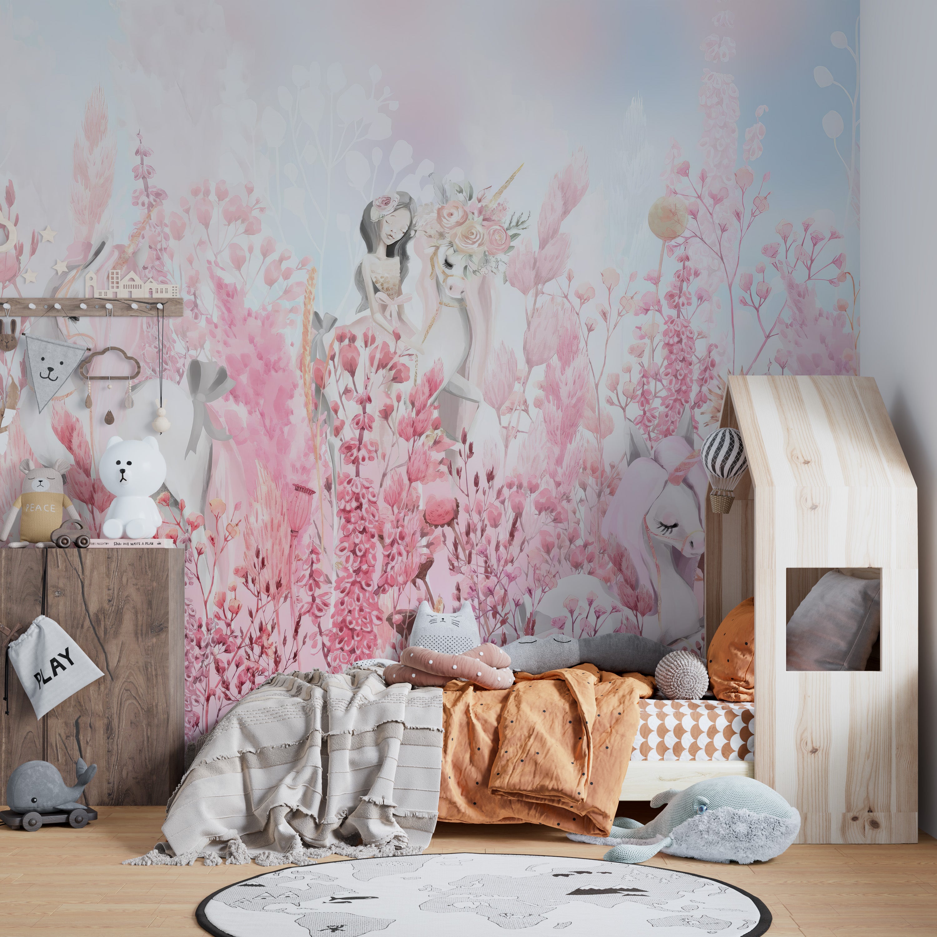 Pink Blossom Unicorn Wallpaper Mural for your space