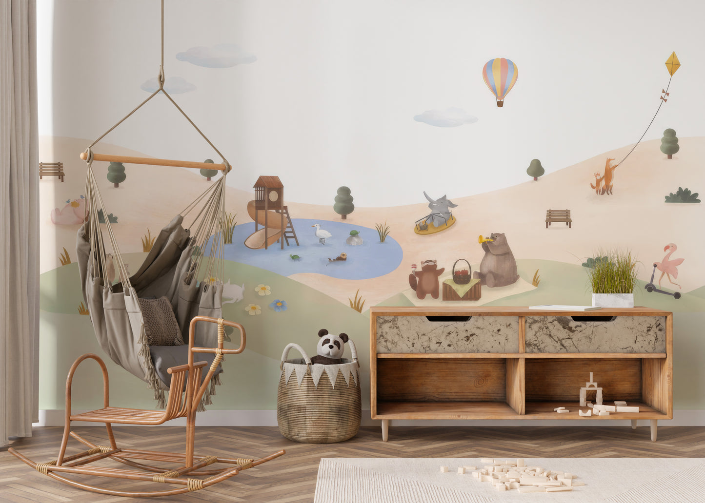 Playful Animals Garden Wallpaper Mural for a lively look