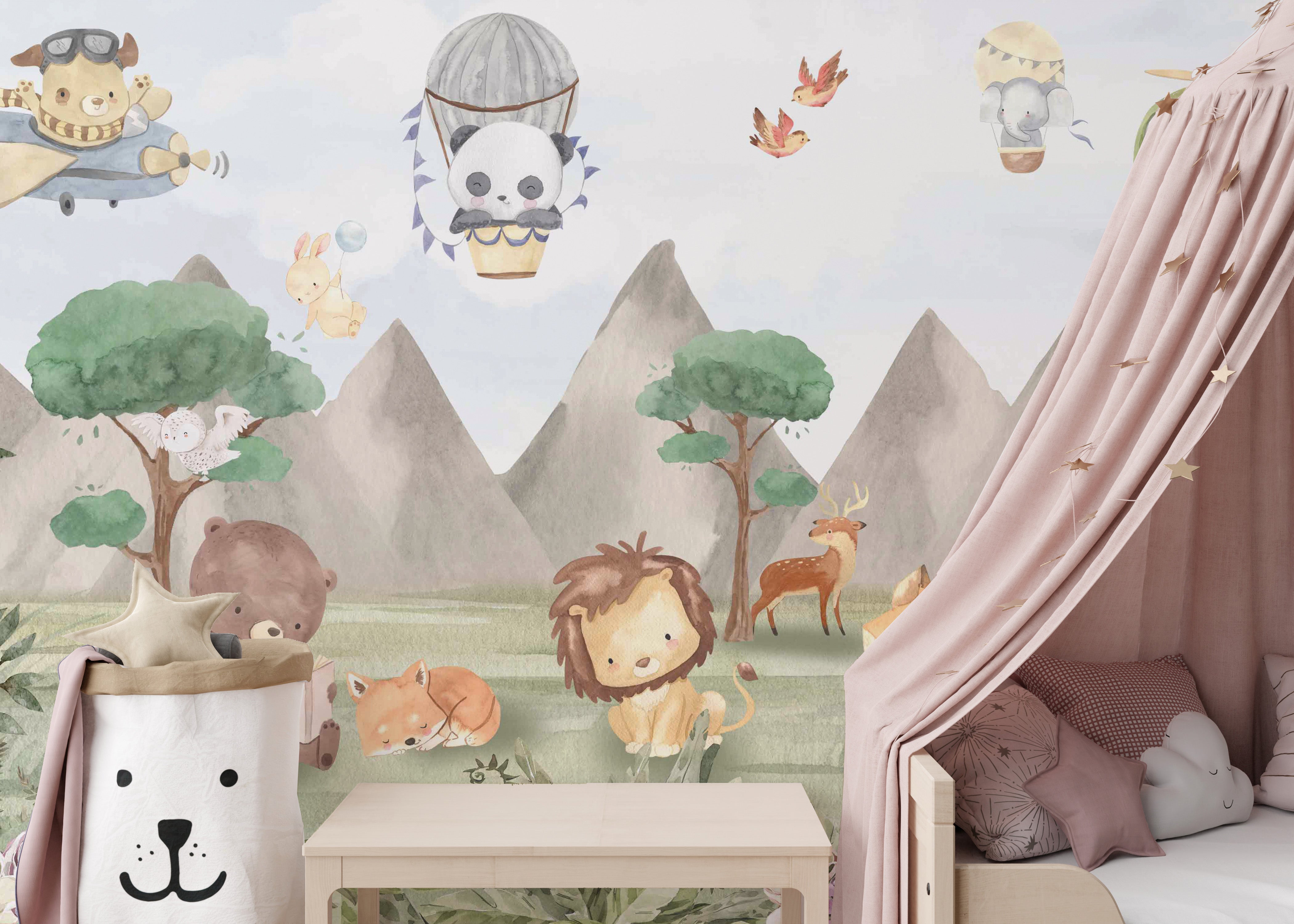 Animal Adventures Sky Wallpaper Mural for a fun vibe