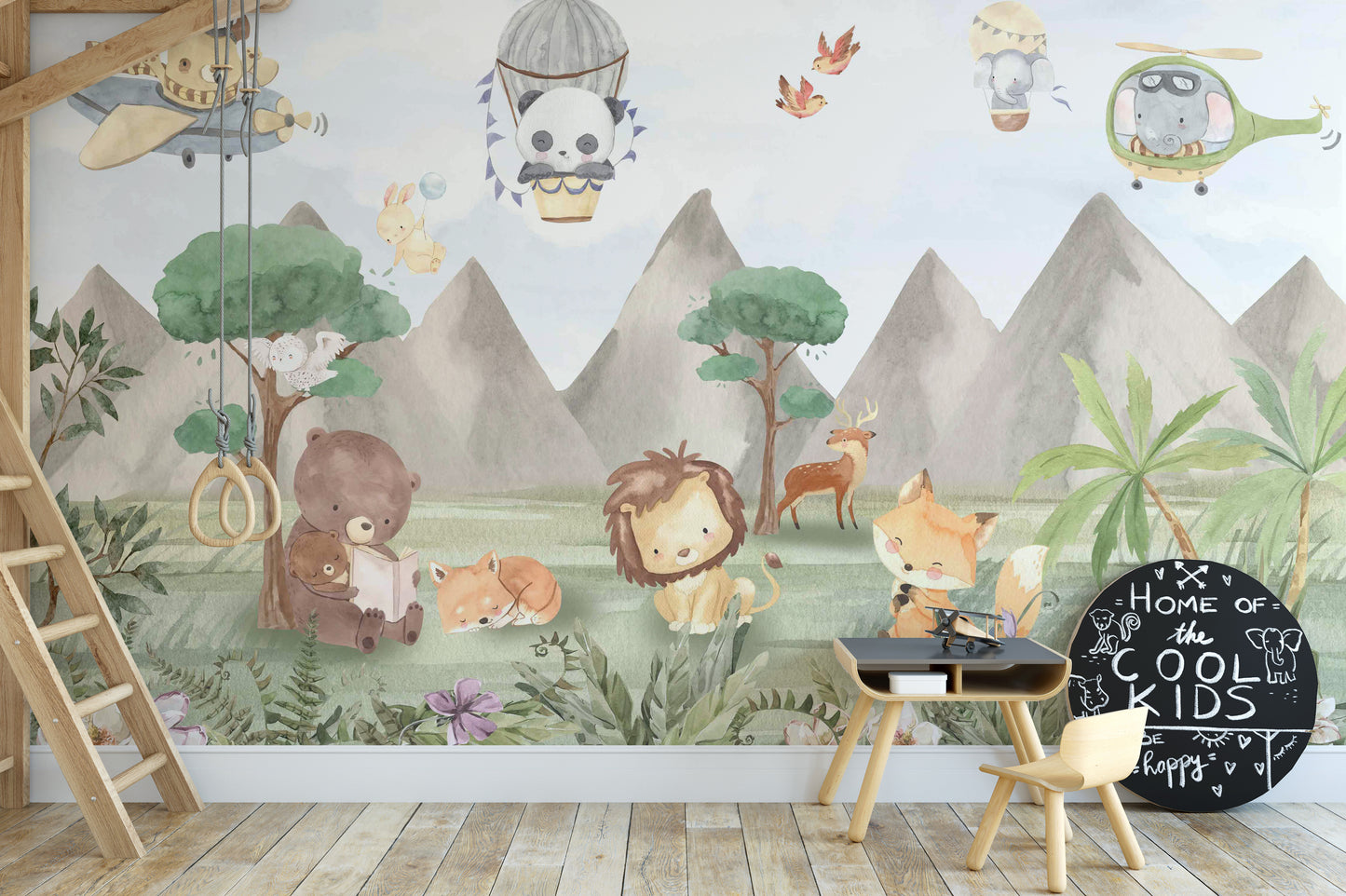 Animal Adventures Sky Wallpaper Mural for playful decor