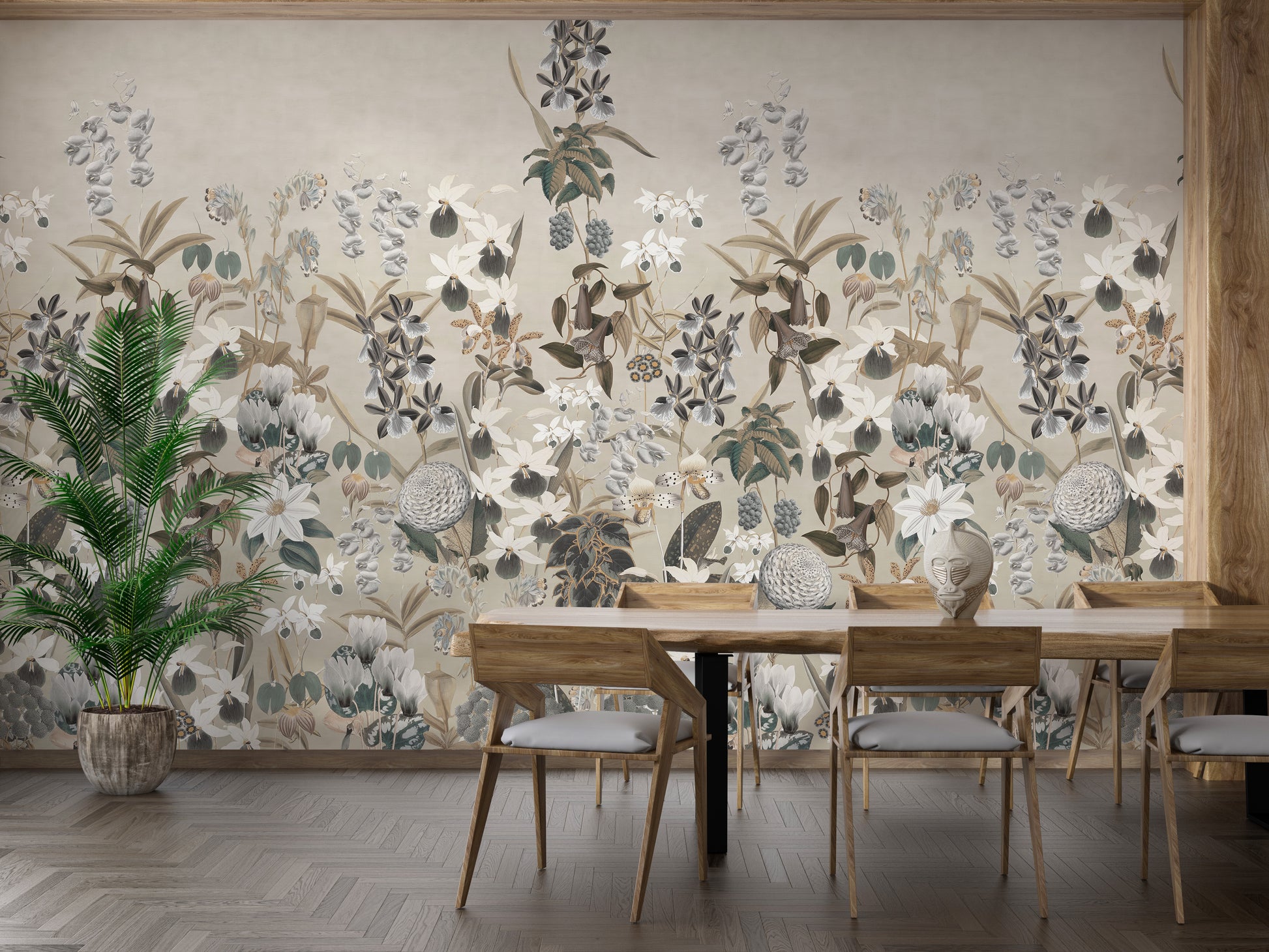 Vintage Botanical Wallpaper Mural for a serene vibe