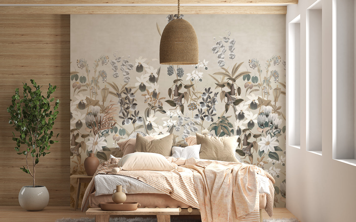 Vintage Botanical Wallpaper Mural for a classic touch