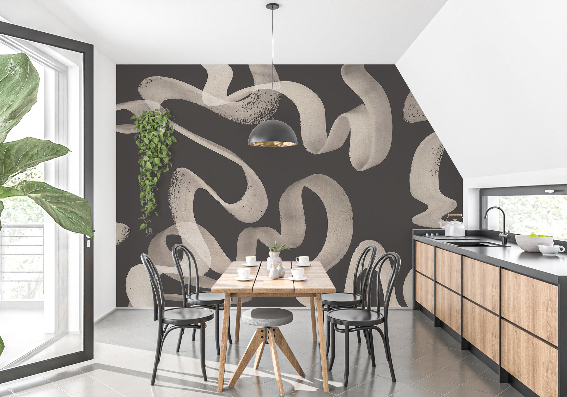 Bring dynamic style with Abstract Ribbons Wall Mural