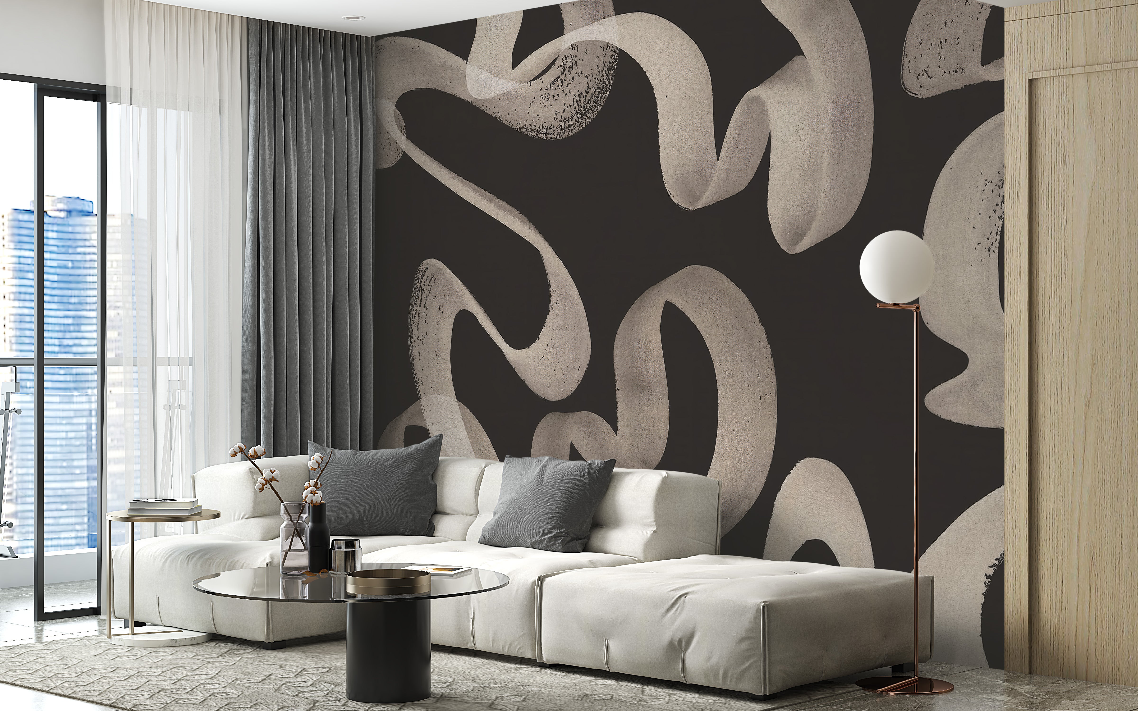 Abstract Ribbons Wall Mural for a smooth design