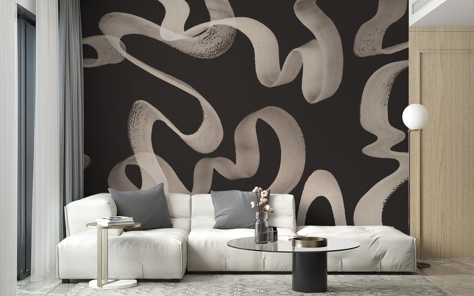 Abstract Ribbons Wallpaper Mural adds unique flair