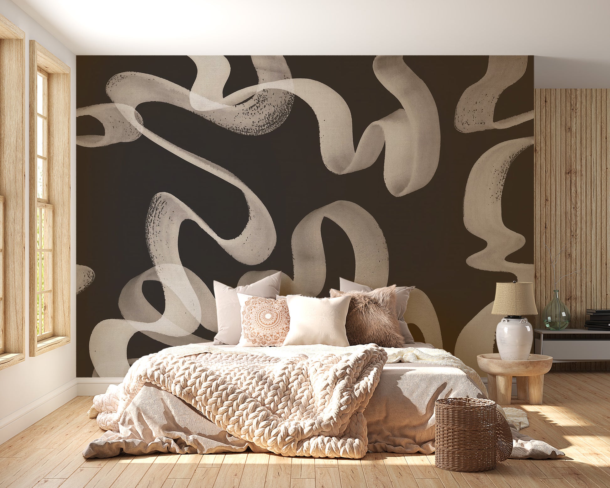 Elegant Abstract Ribbons Wallpaper Mural for any space