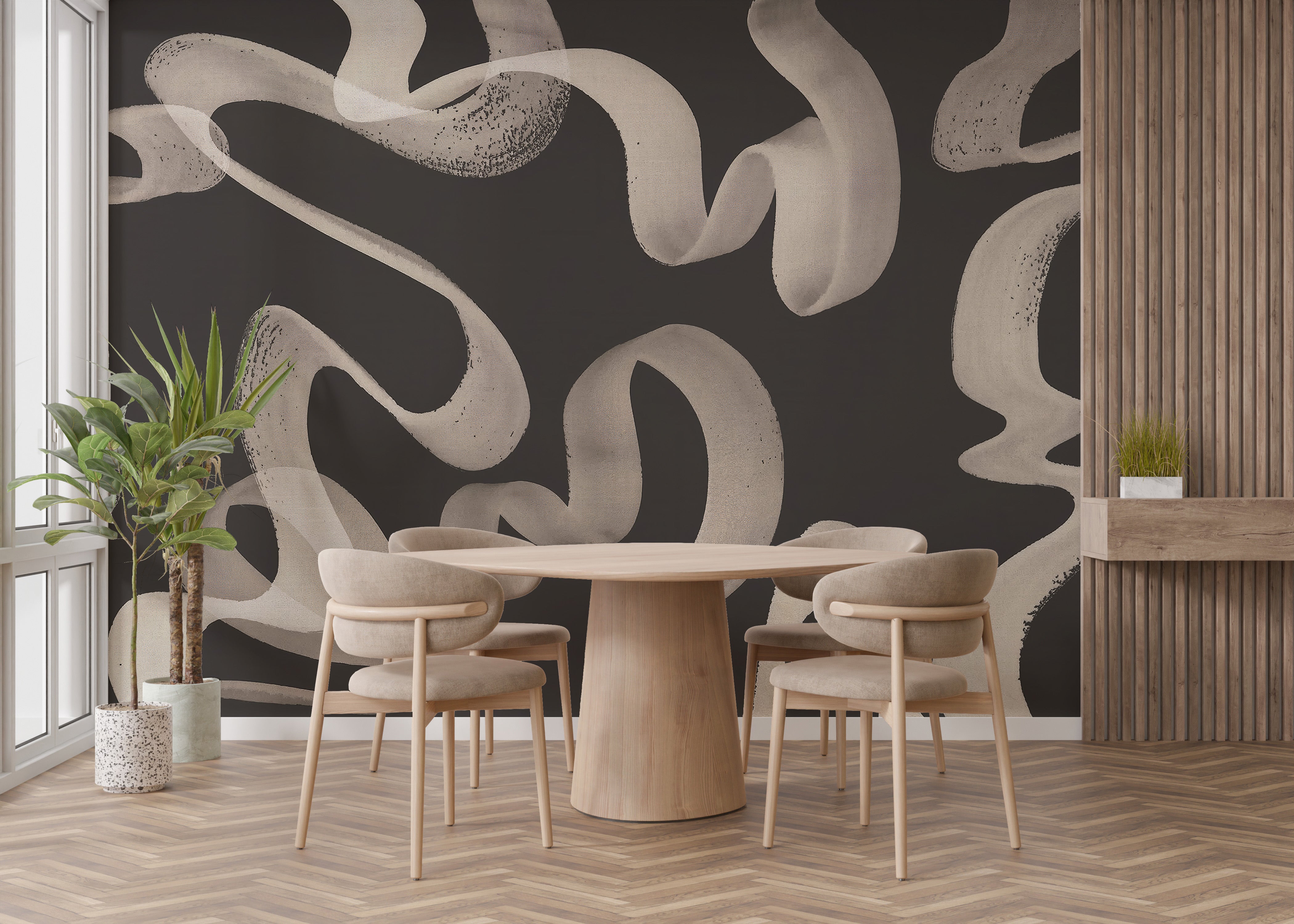 Add flow with Abstract Ribbons Wall Mural design