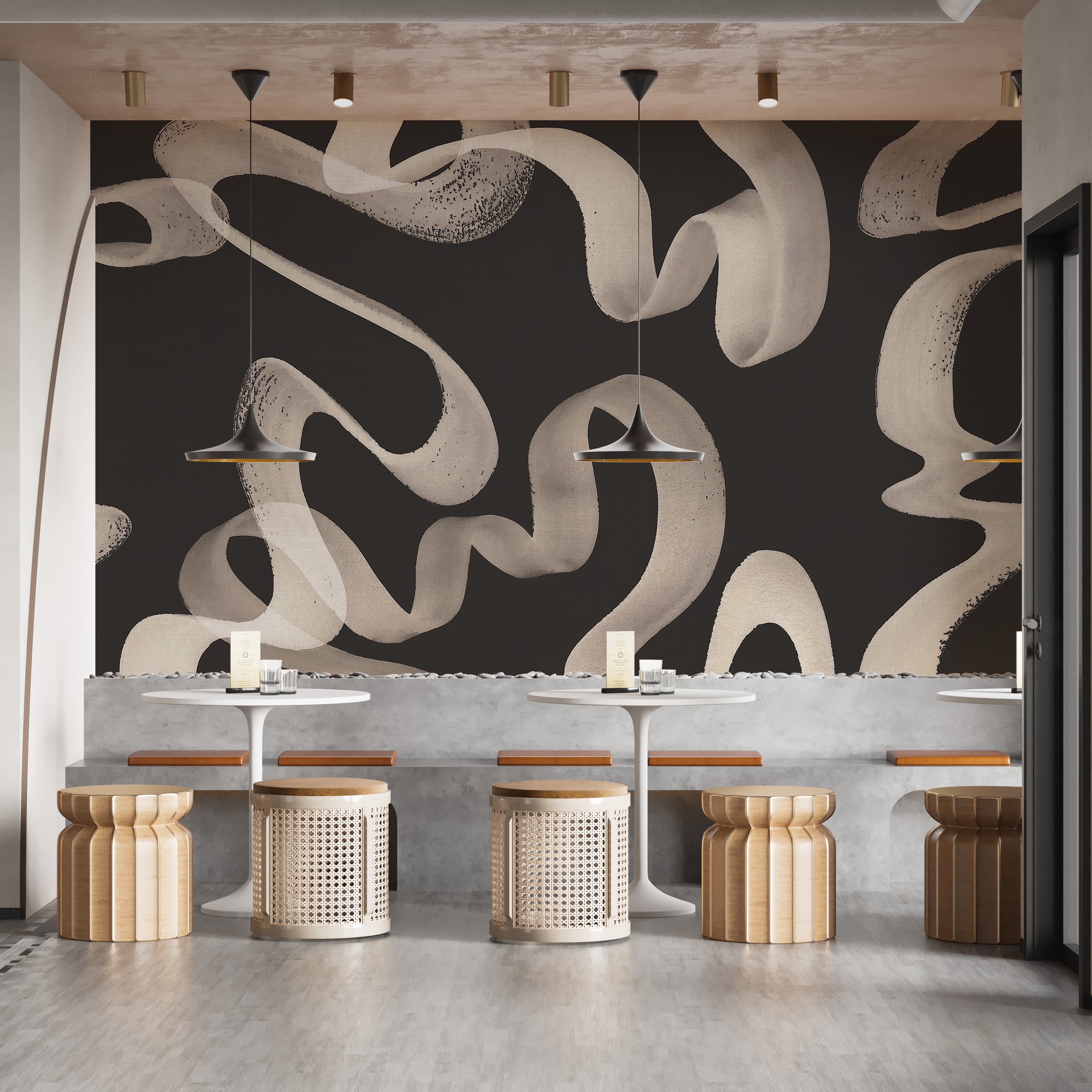 Abstract Ribbons Wallpaper Mural for a modern look