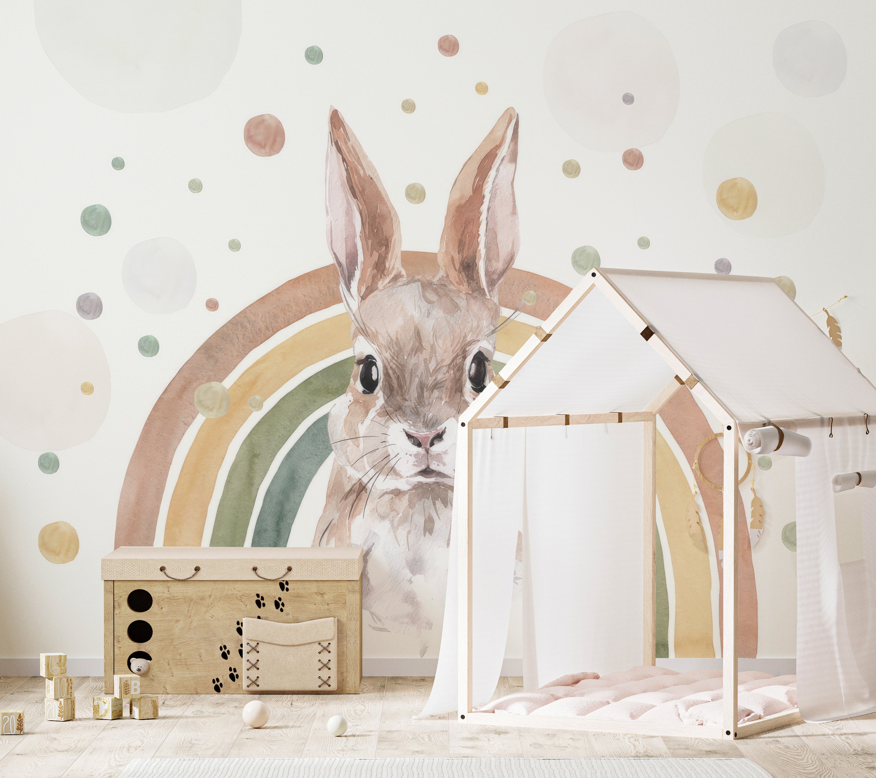 Rainbow Rabbit Wallpaper Mural for a playful touch