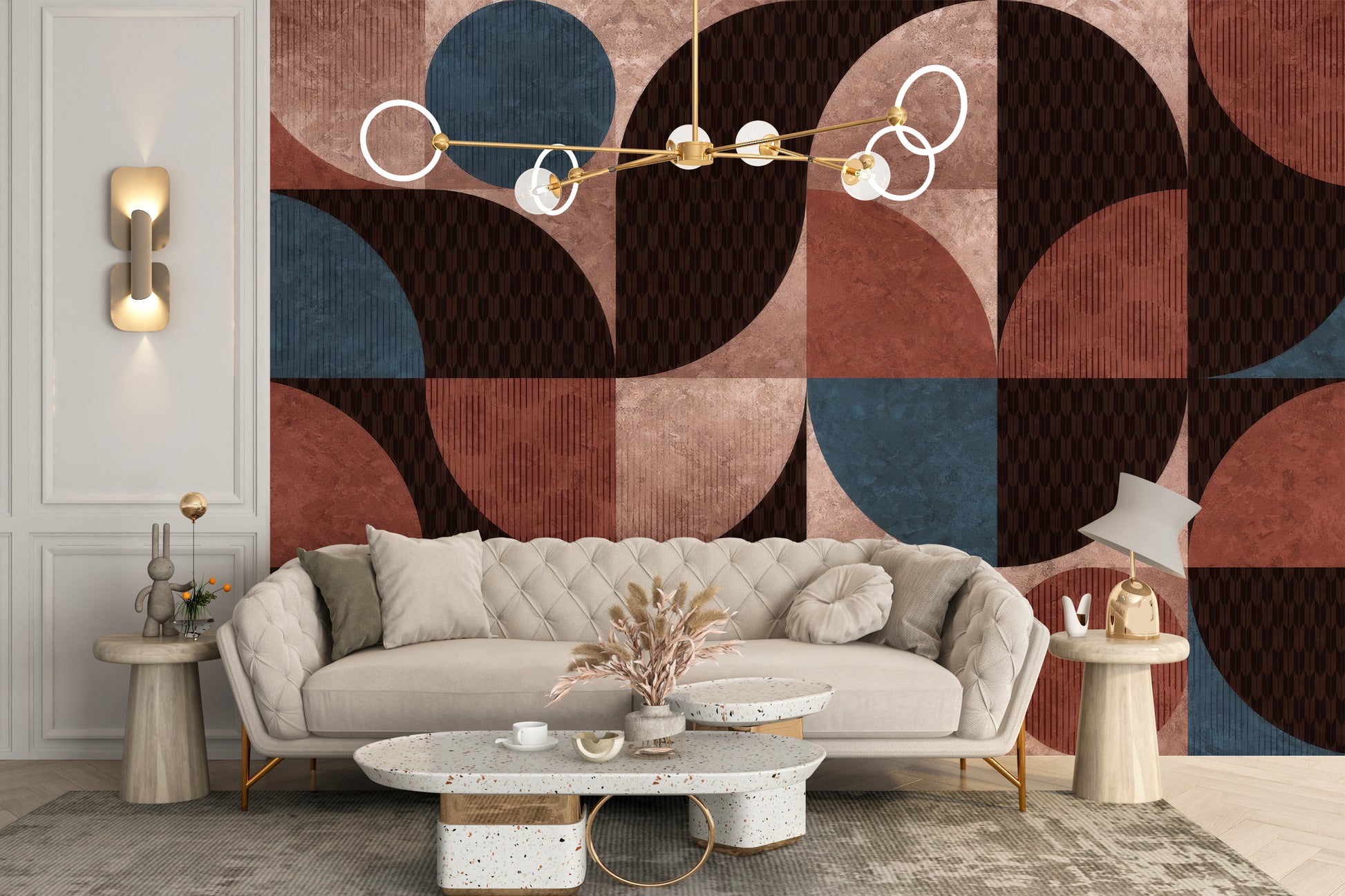 Geometric Harmony Wall Mural with bold geometric style