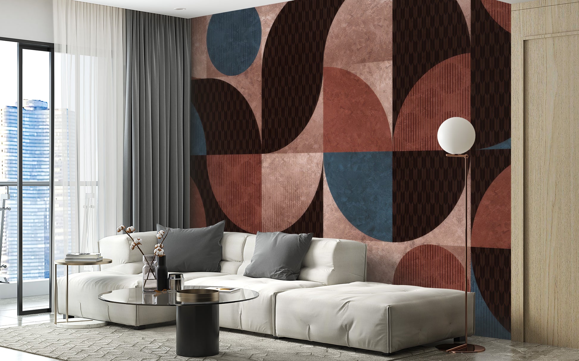 Geometric Harmony Wallpaper Mural with modern shapes