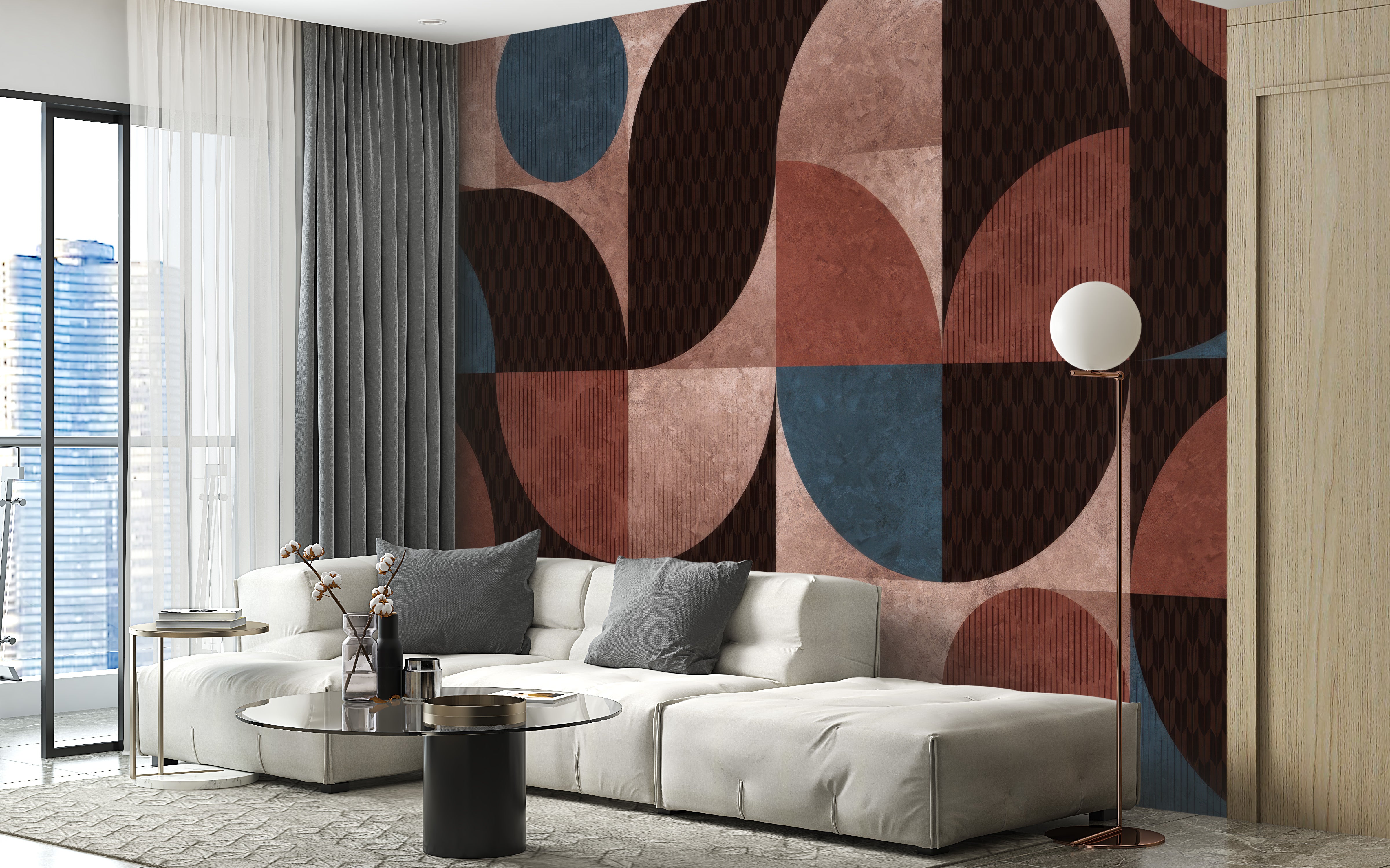 Geometric Harmony Wallpaper Mural with modern shapes