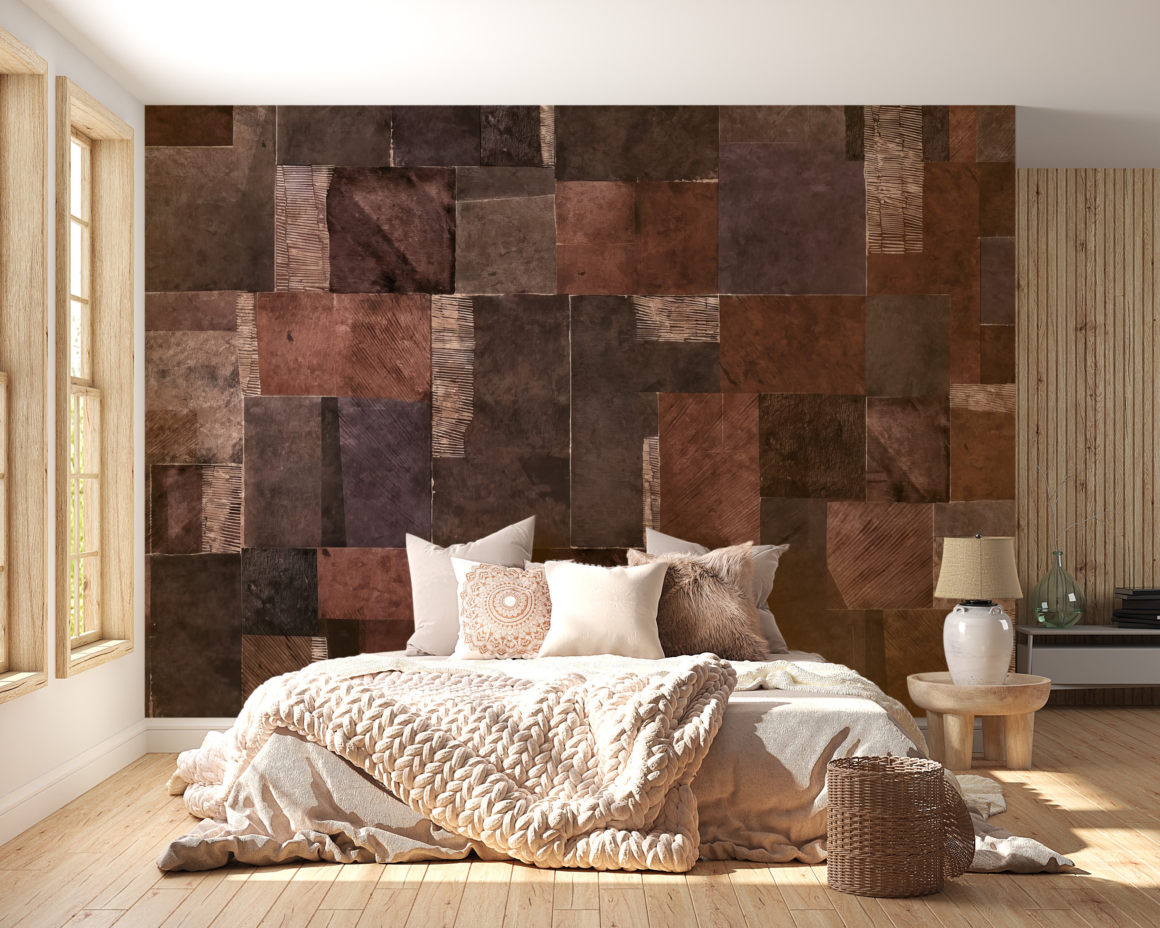 Textured Earth Tones Wallpaper Mural for natural warmth