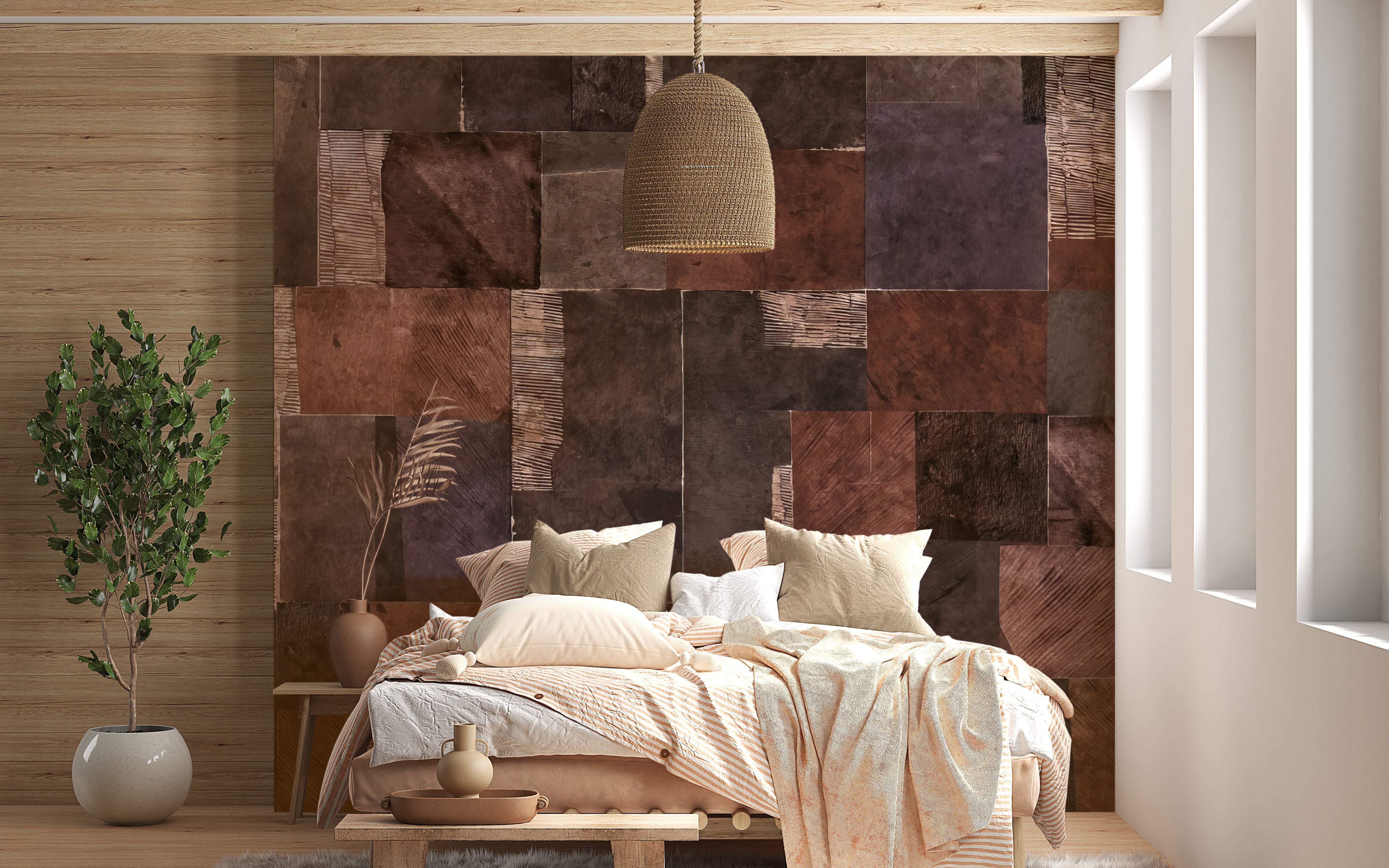 Textured Earth Tones Wall Mural with rich, earthy shades