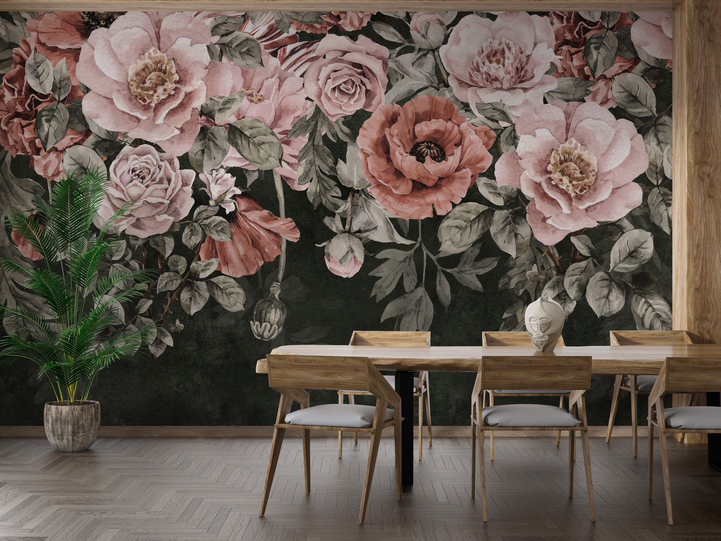 Romantic Blossoms Wallpaper Mural with graceful flowers