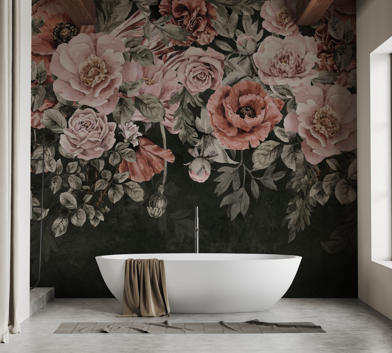 Romantic Blossoms Wallpaper Mural with soft floral design