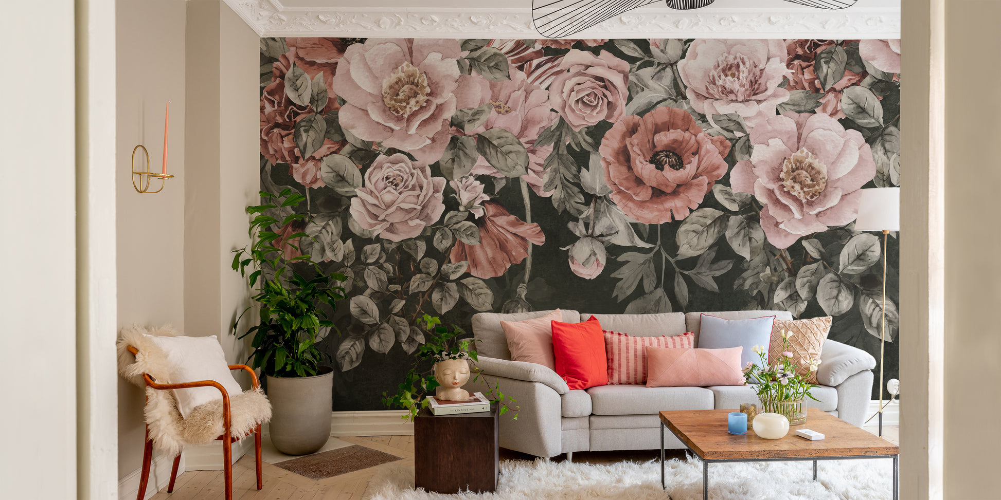 Romantic Blossoms Wallpaper Mural with gentle blooms