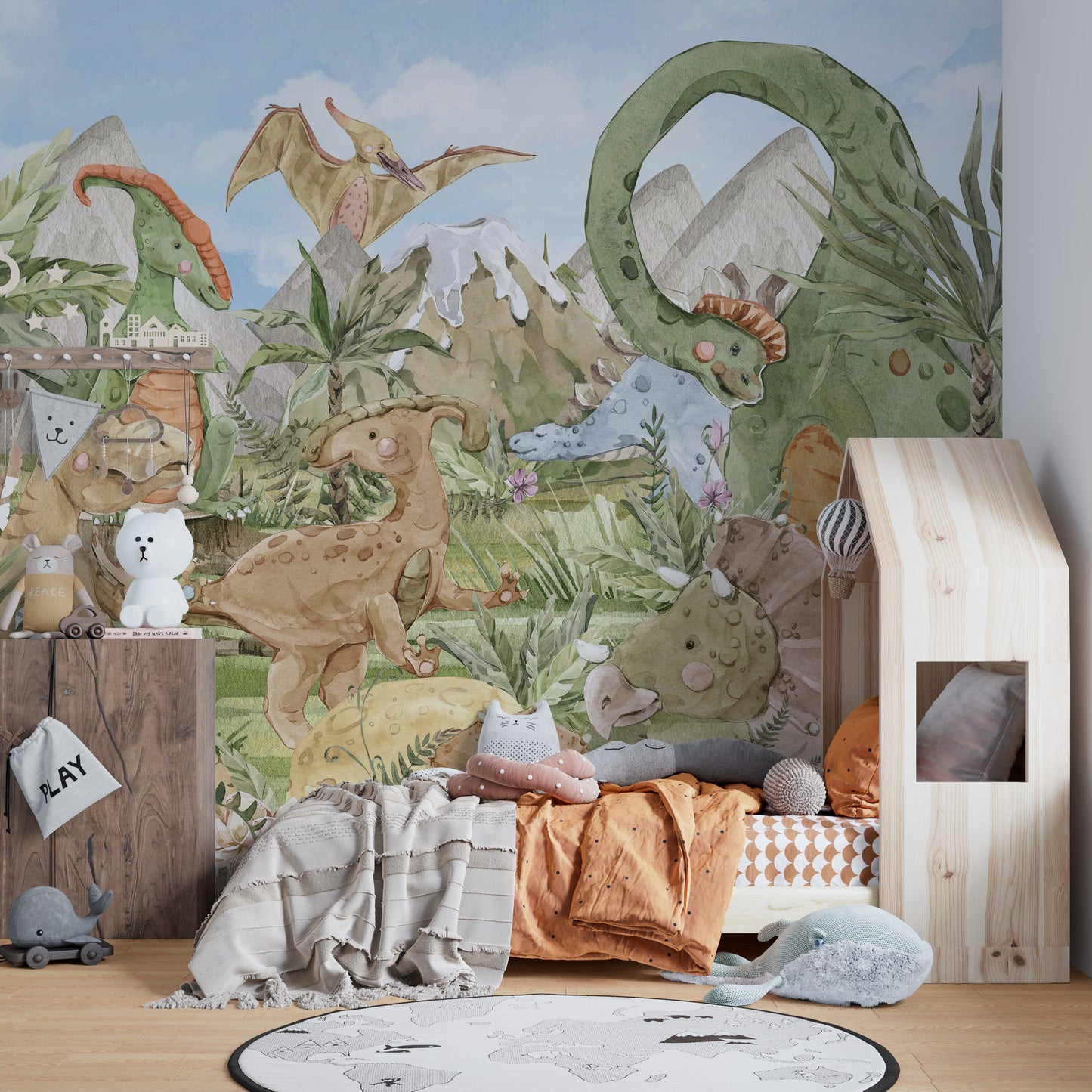 Colorful Dino Friends Wall Mural for a playful look