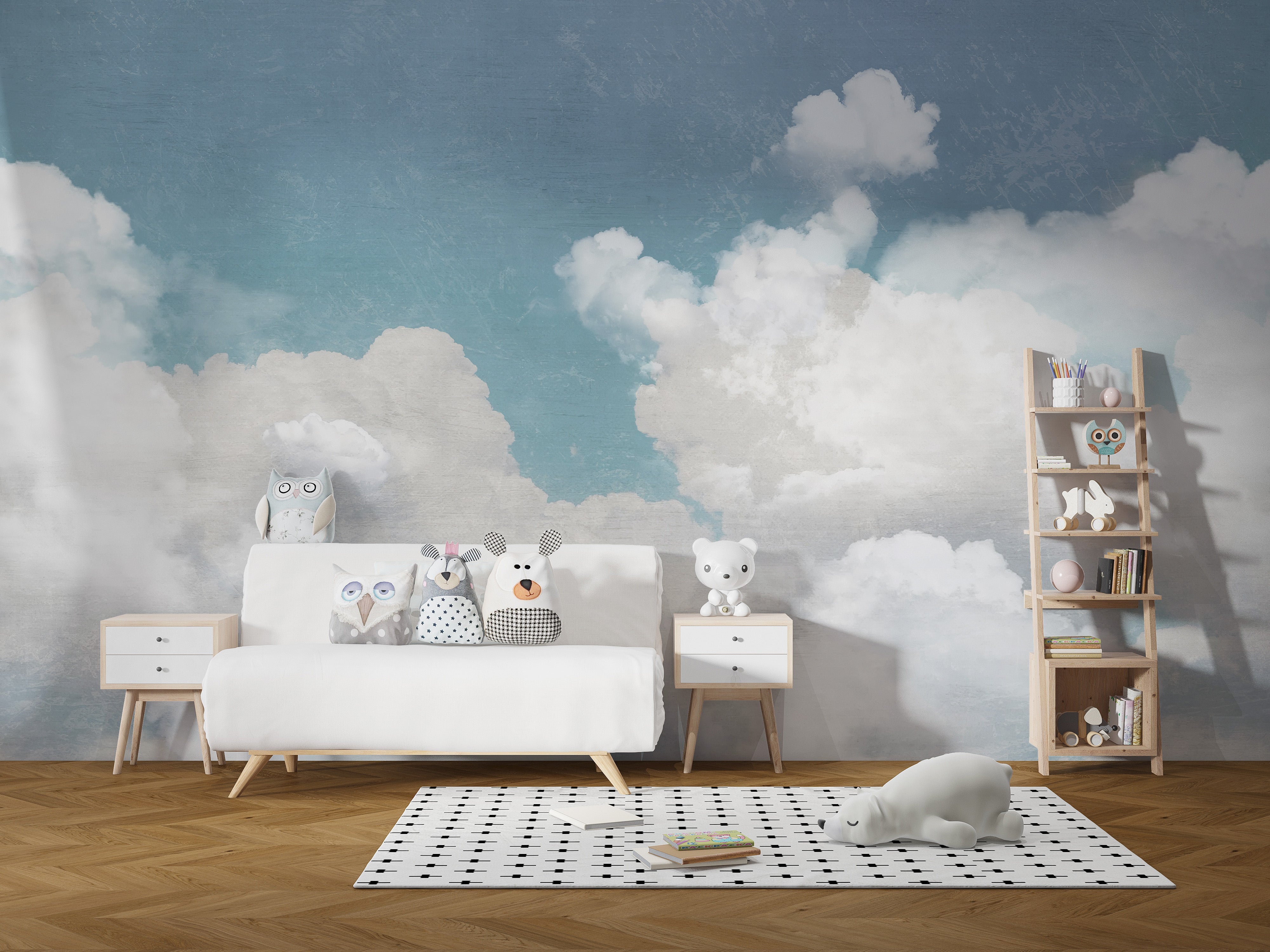 Fluffy Clouds Wall Mural with calm, serene clouds