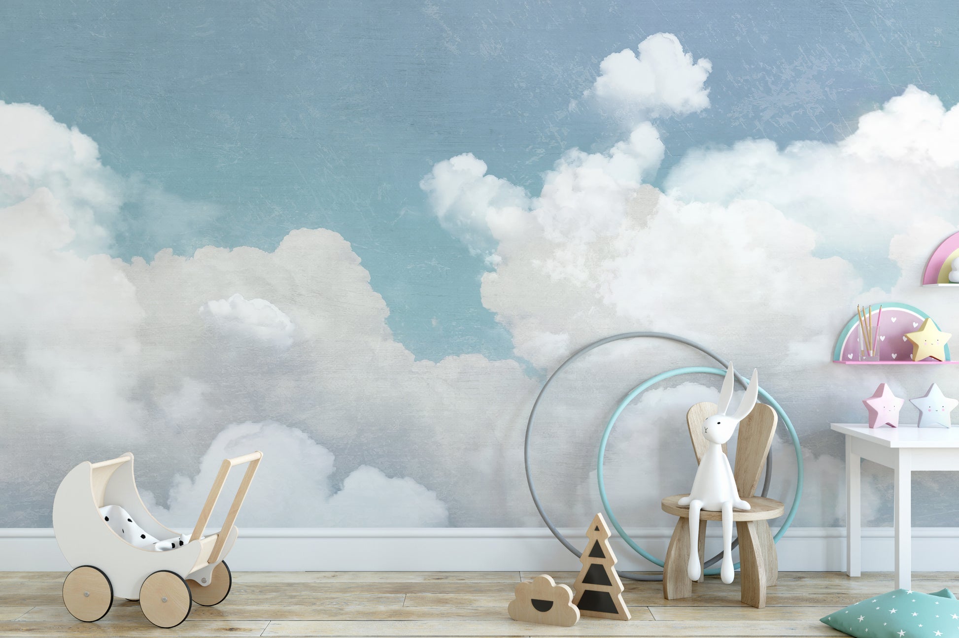 Fluffy Clouds Wall Mural for a soft, peaceful atmosphere