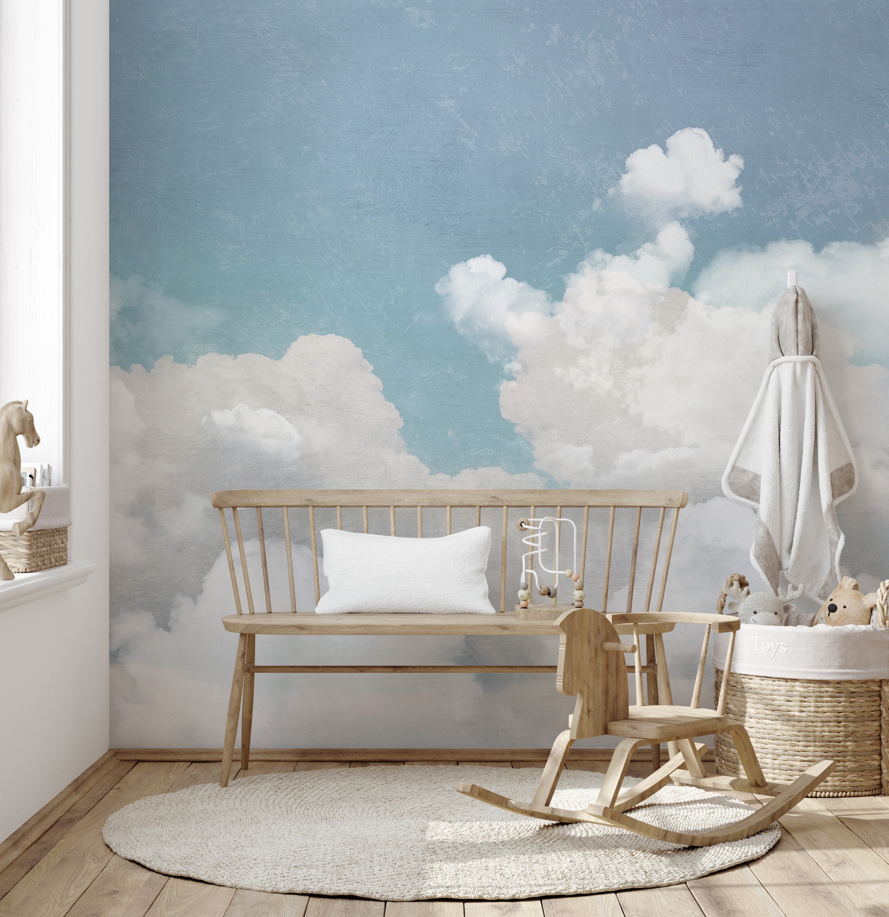 Fluffy Clouds Wallpaper Mural with soft, puffy clouds