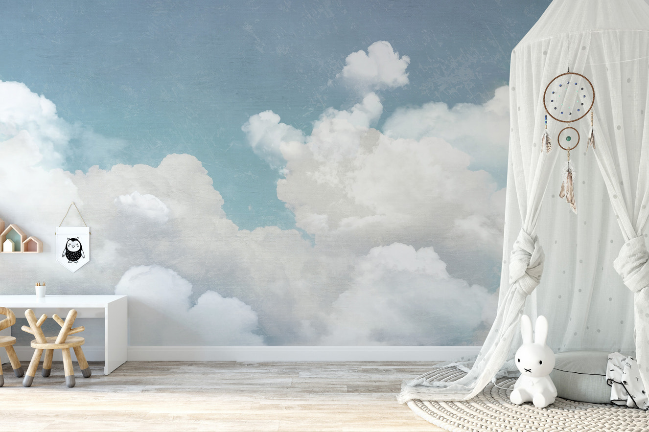 Fluffy Clouds Wallpaper Mural for a peaceful sky view