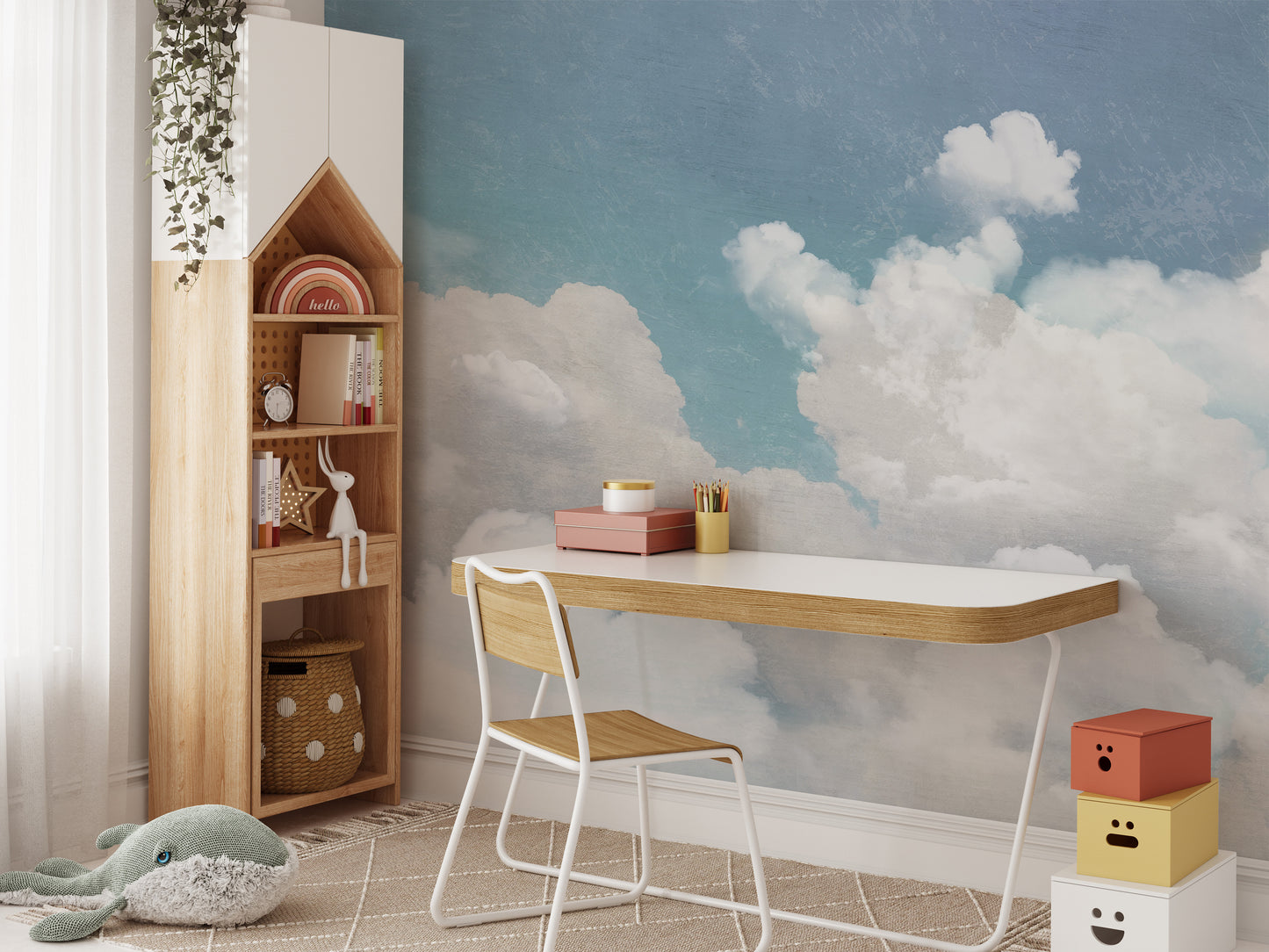 Fluffy Clouds Wall Mural with soft, dreamy cloud shapes